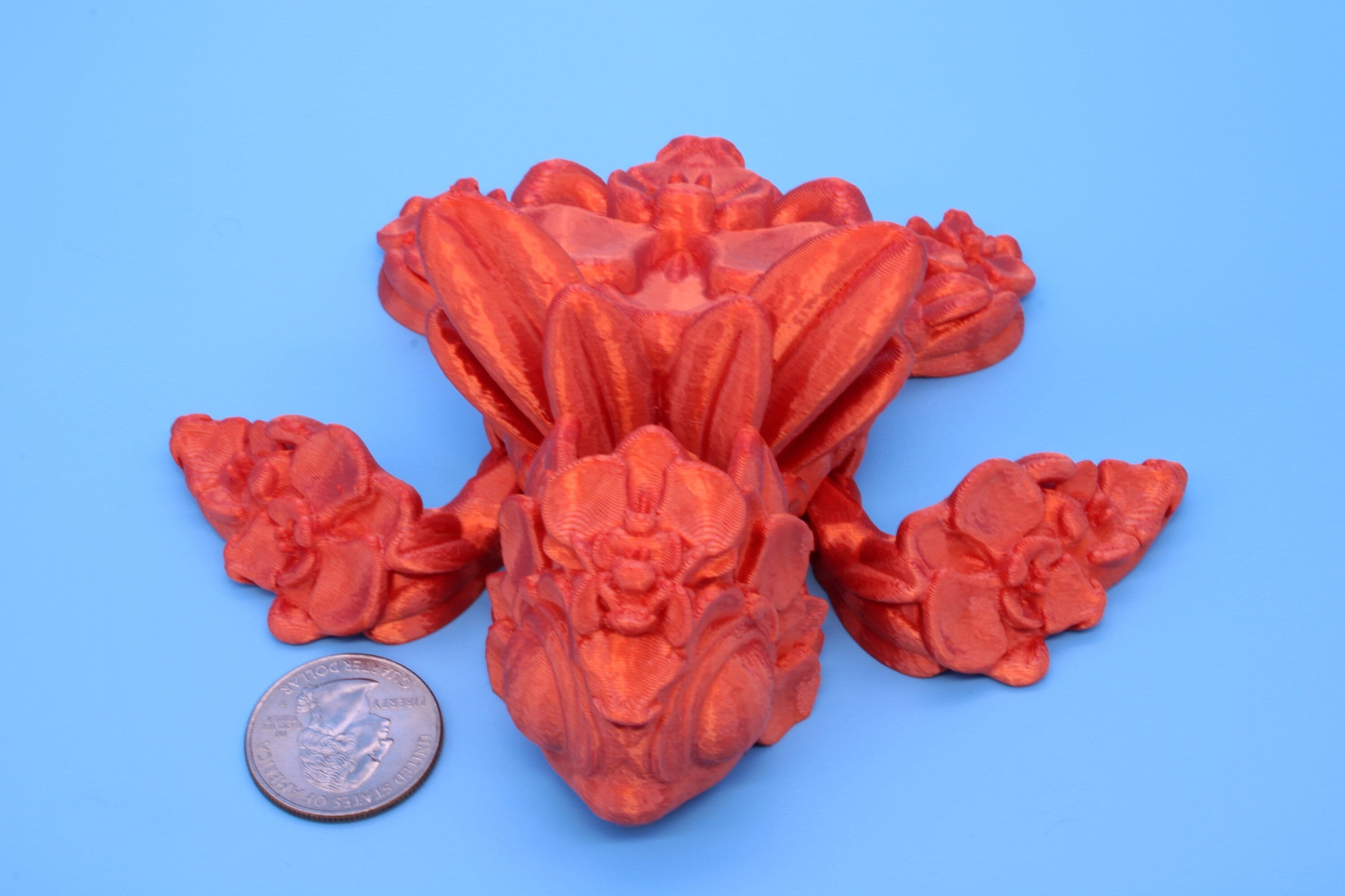 Orchid Turtle- Orange | Flexi | Fidget | Adult Fidget Toy | 4.5 in. | Rose Turtle Buddy.