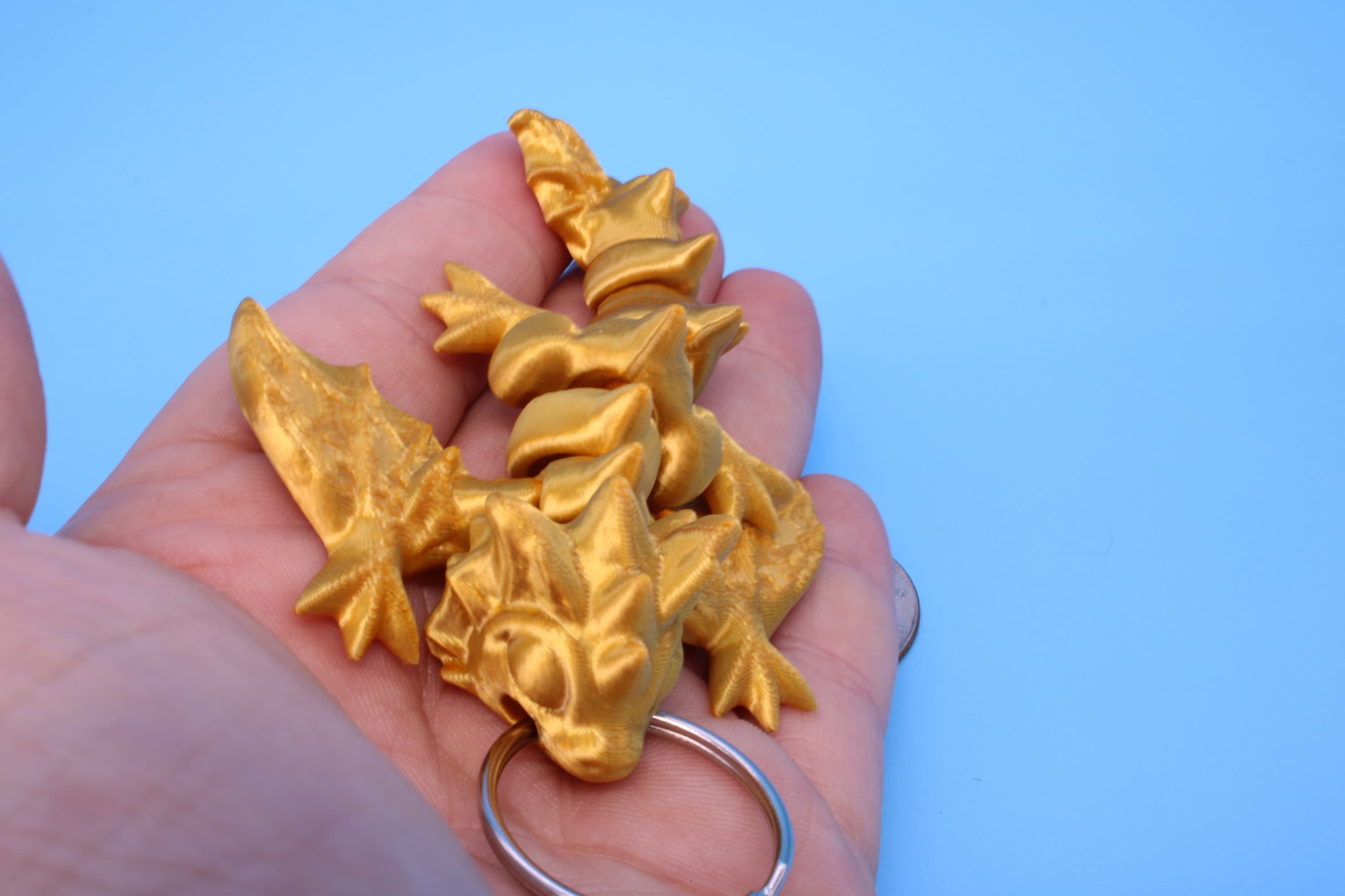 Baby Wyvern Dragon Keychain | 3D Printed Wyvern Dragon | 4 inches Dragon Friend | Sensory Toy | Fidget Toy | Flexi Dragon.