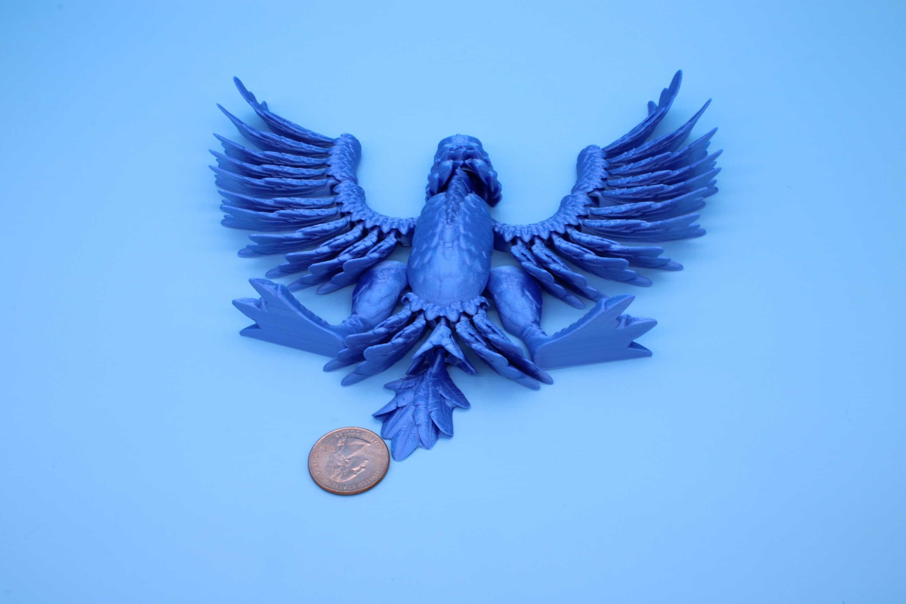 Phoenix Blue | Cute Flexi Bird | Unique 3D Printed Toy | Articulating Fidget Toy | Sensory Toy | 4 in.