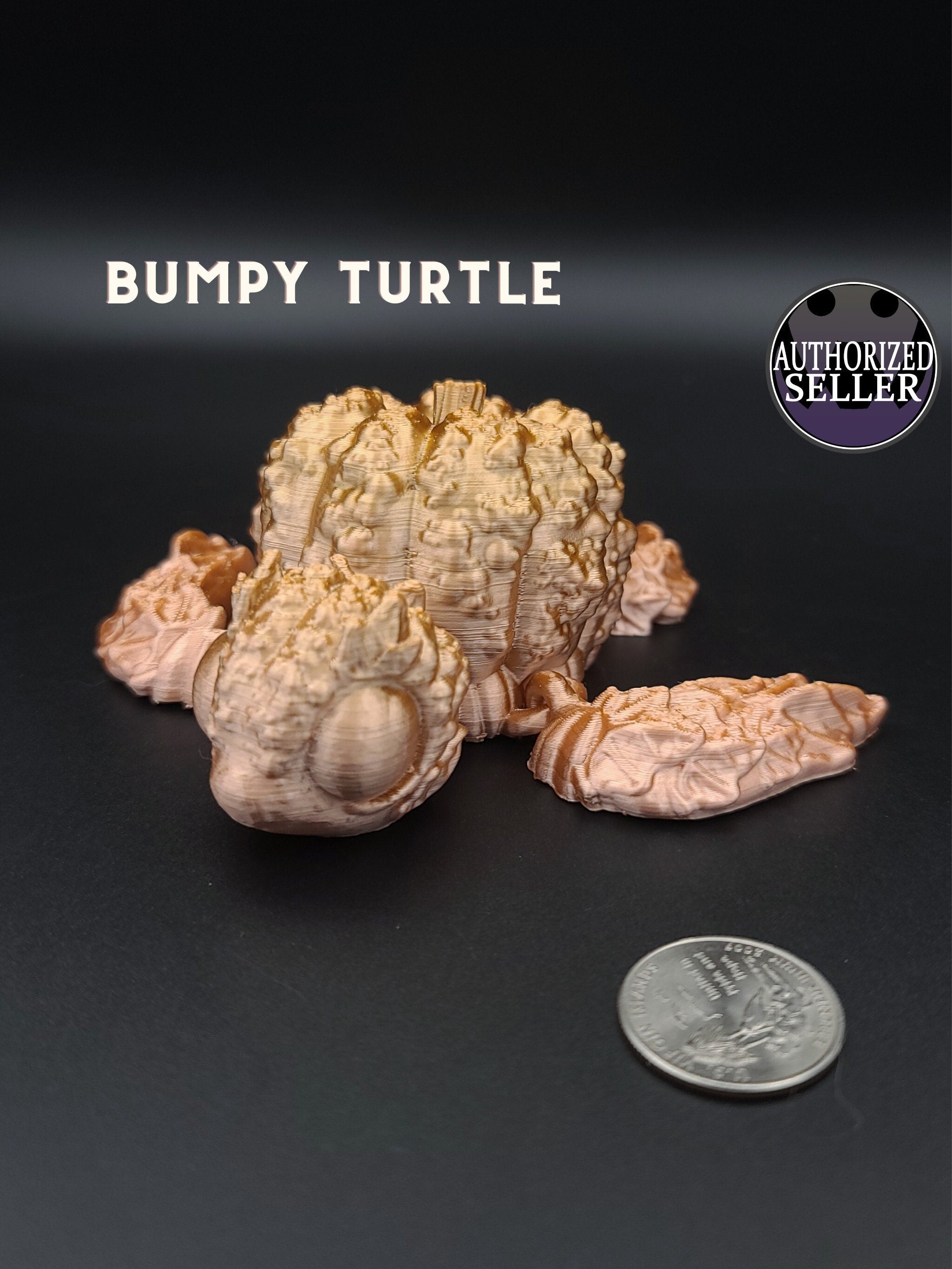3D printed Multi Color Articulating Pumpkin Turtle. Flexi, Fidget Bump