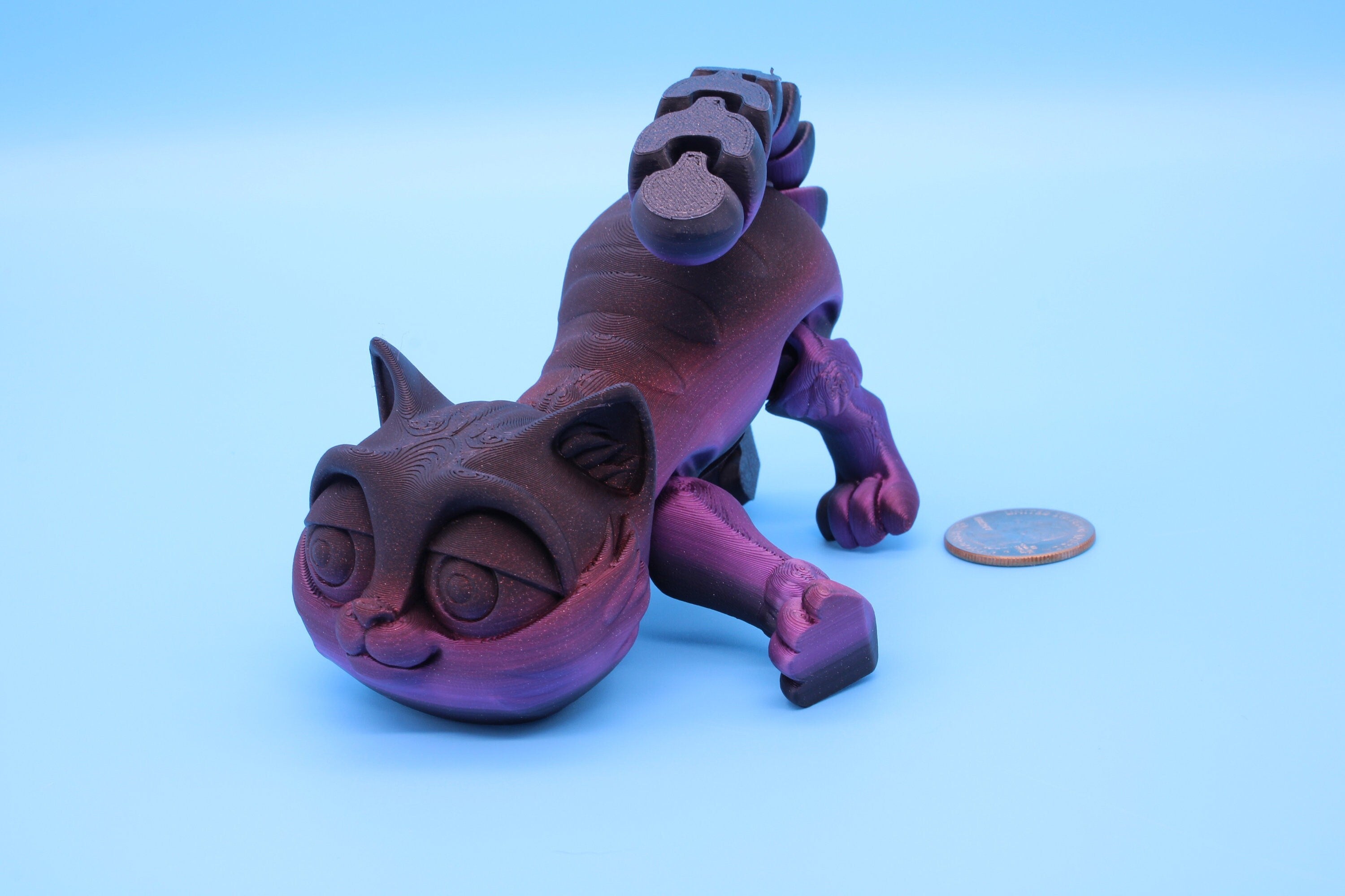 7 inch Cat Multi Color | Fidget Toy | 3D printed Kitten | Articulating Kitty | Flexi Toy | Stress Relief Gift
