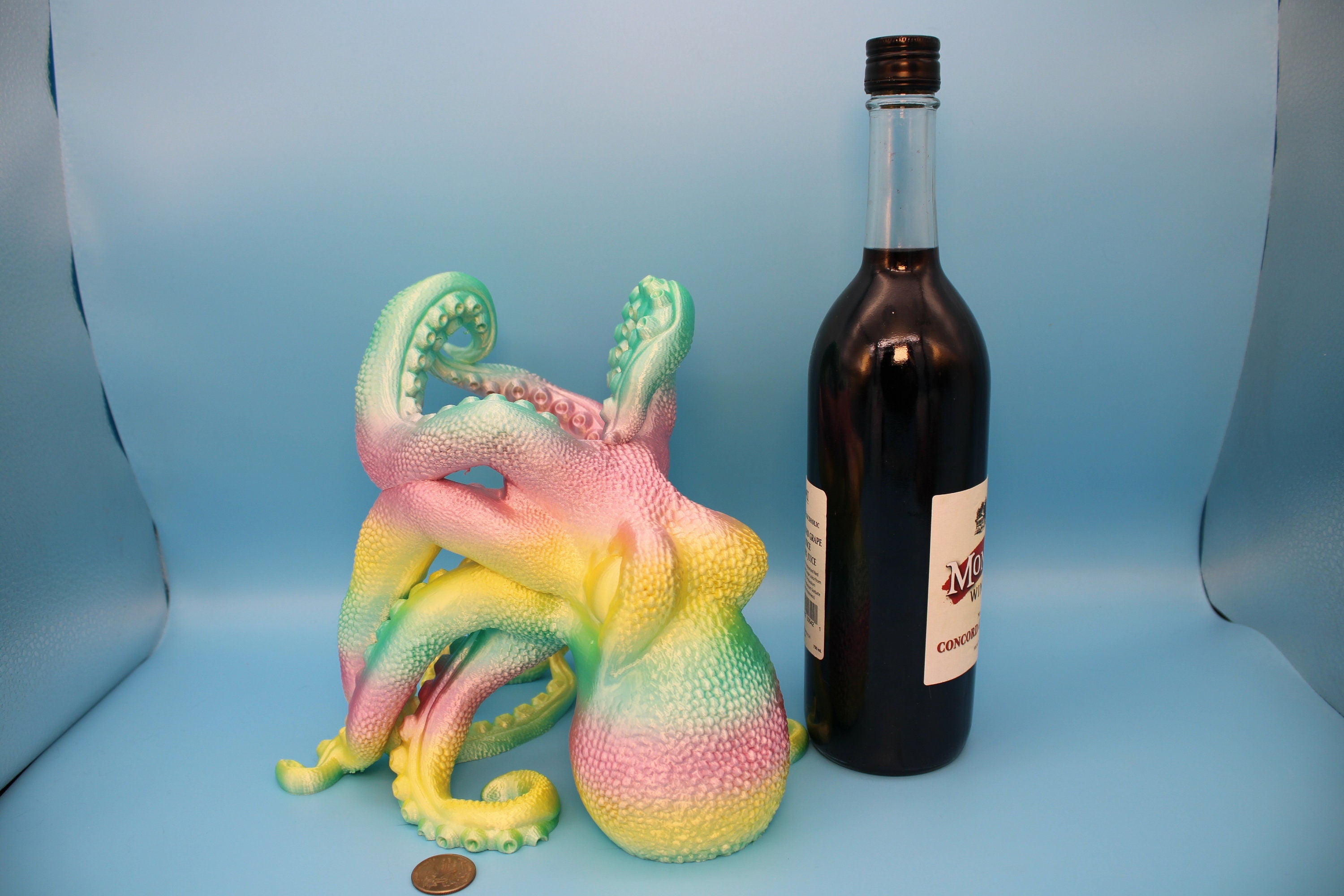 Rainbow Cute Octopus Wine Bottle Holder Bottle Display 3D Printe