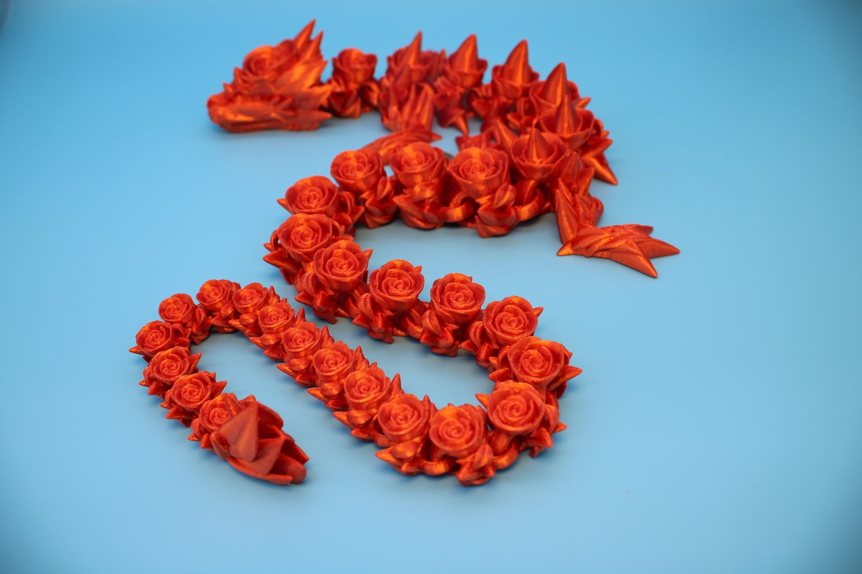 Flawed Orange Rose Articulating Dragon | 3D Printed Fidget, Adult Fidg Flawed Orange Rose Articulating Dragon | 3D Printed Fidget, Adult Fidg