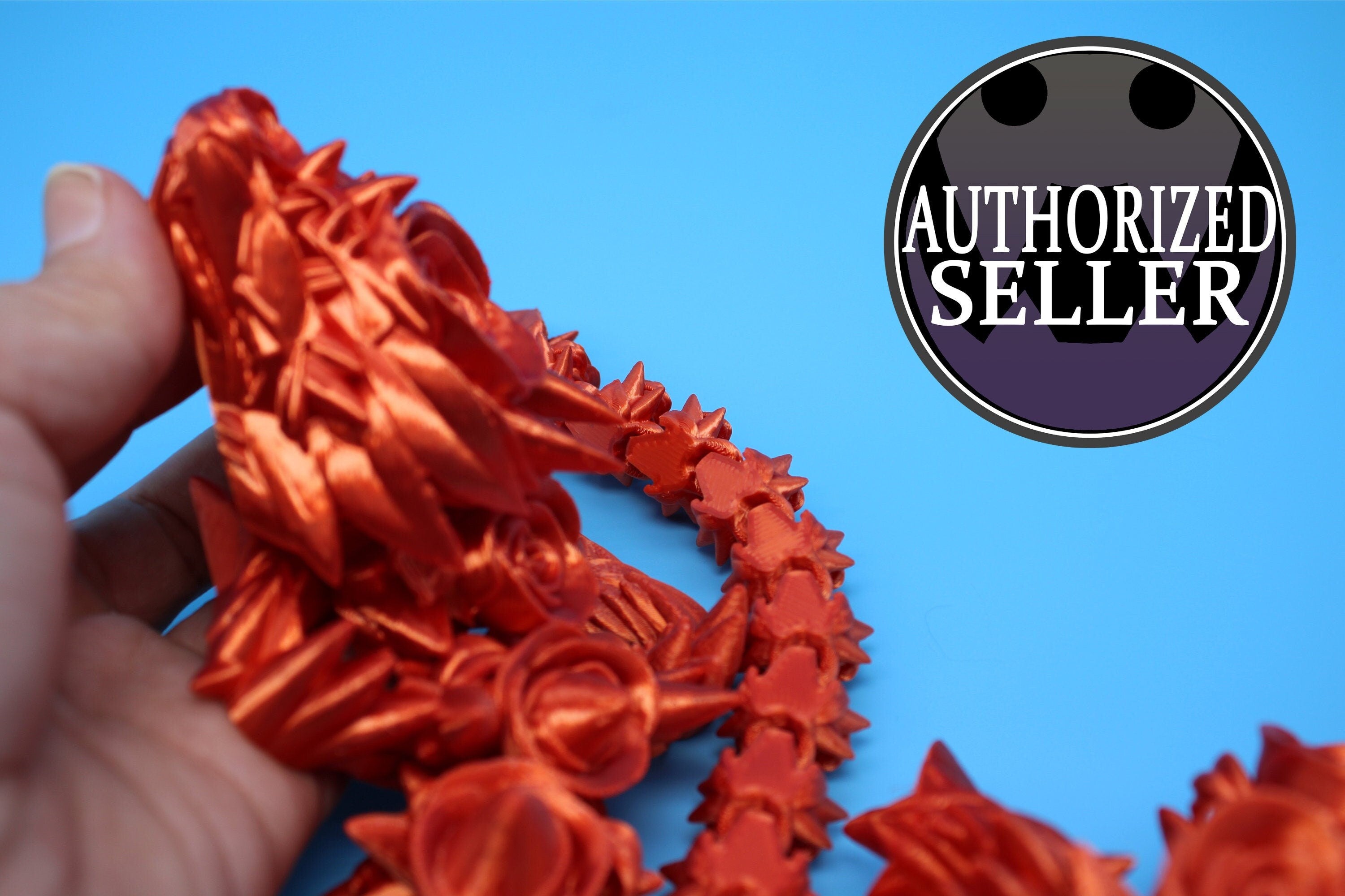 Flawed Orange Rose Articulating Dragon | 3D Printed Fidget, Adult Fidg Flawed Orange Rose Articulating Dragon | 3D Printed Fidget, Adult Fidg