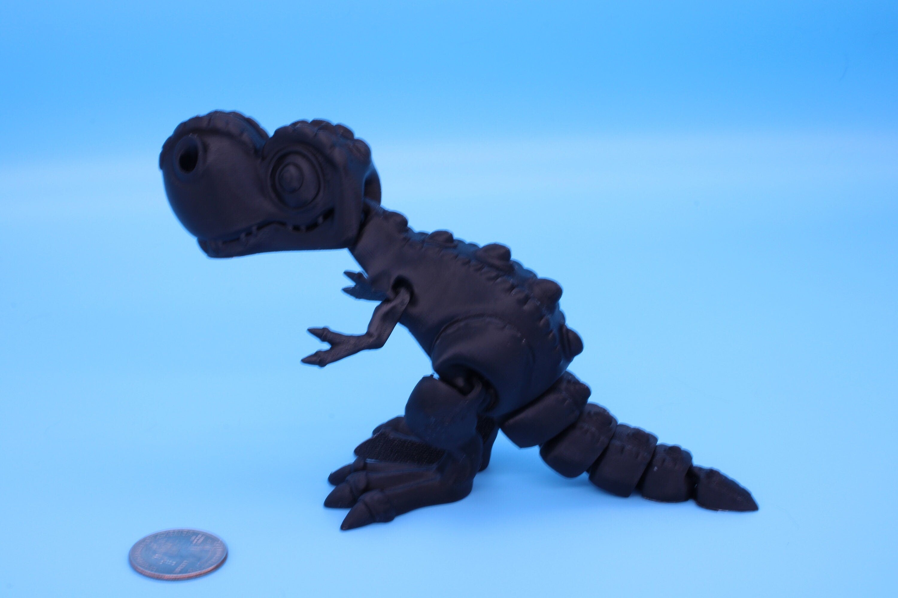 Articulating Black Flexi T-Rex Articulated 3D Printed. | Tyrannosaurus. | Super cute dinosaur. | Great fidget toy. Desk buddy. Sensory toy.