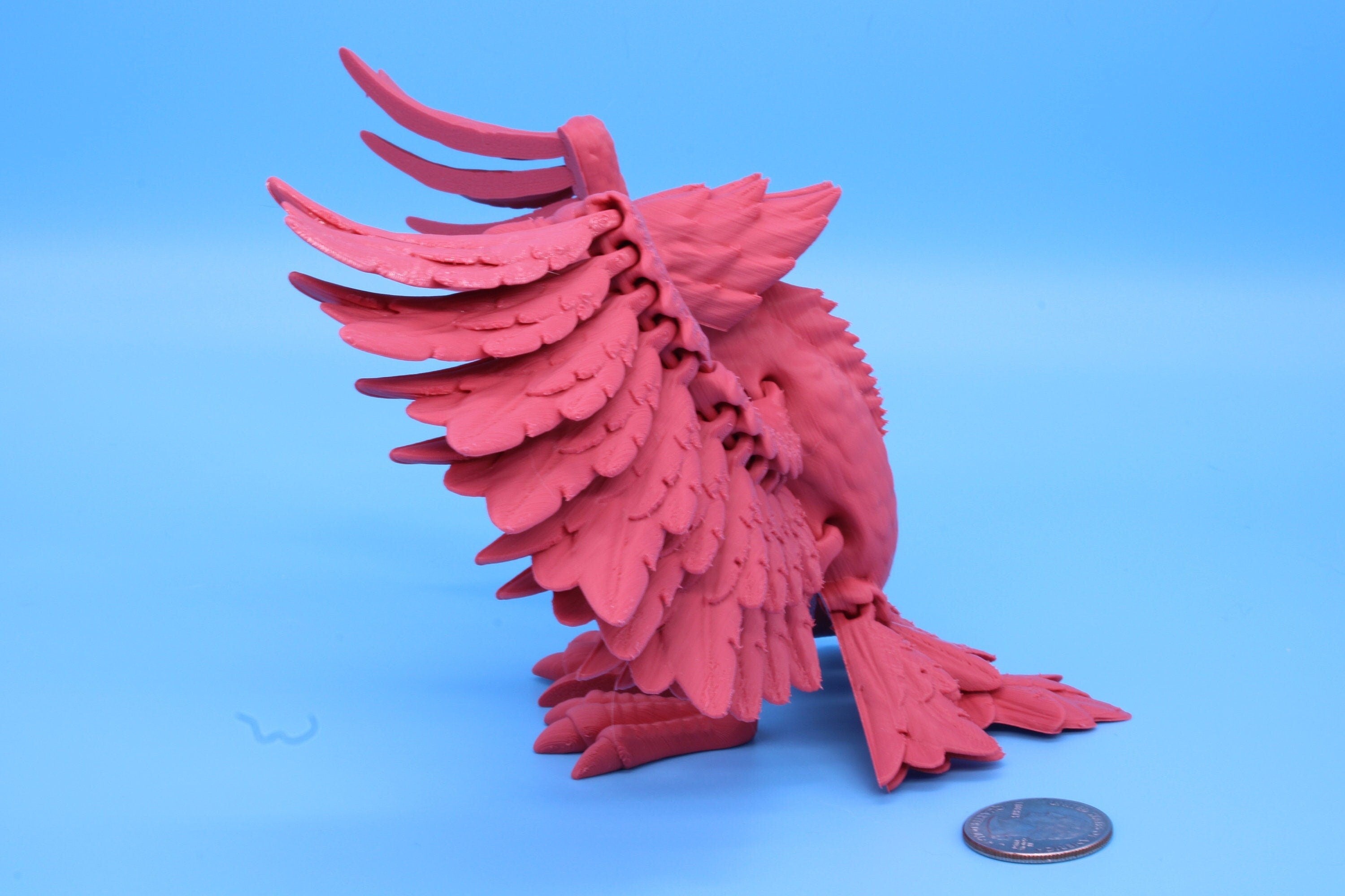 Cute Flexi Coral Phoenix. Unique 3D printed. Great Articulating fidget toy, desk, sensory toy. 4 inch Black, Pink, White