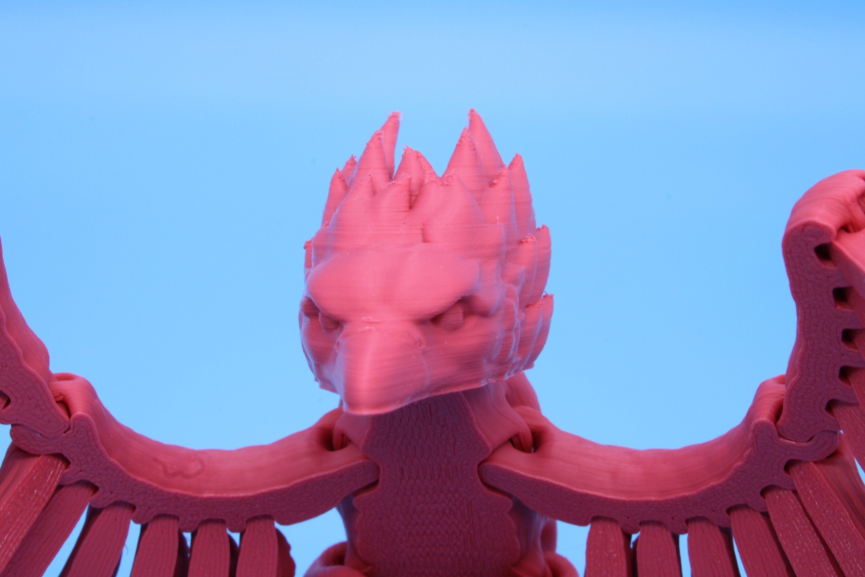 Cute Flexi Coral Phoenix. Unique 3D printed. Great Articulating fidget toy, desk, sensory toy. 4 inch Black, Pink, White