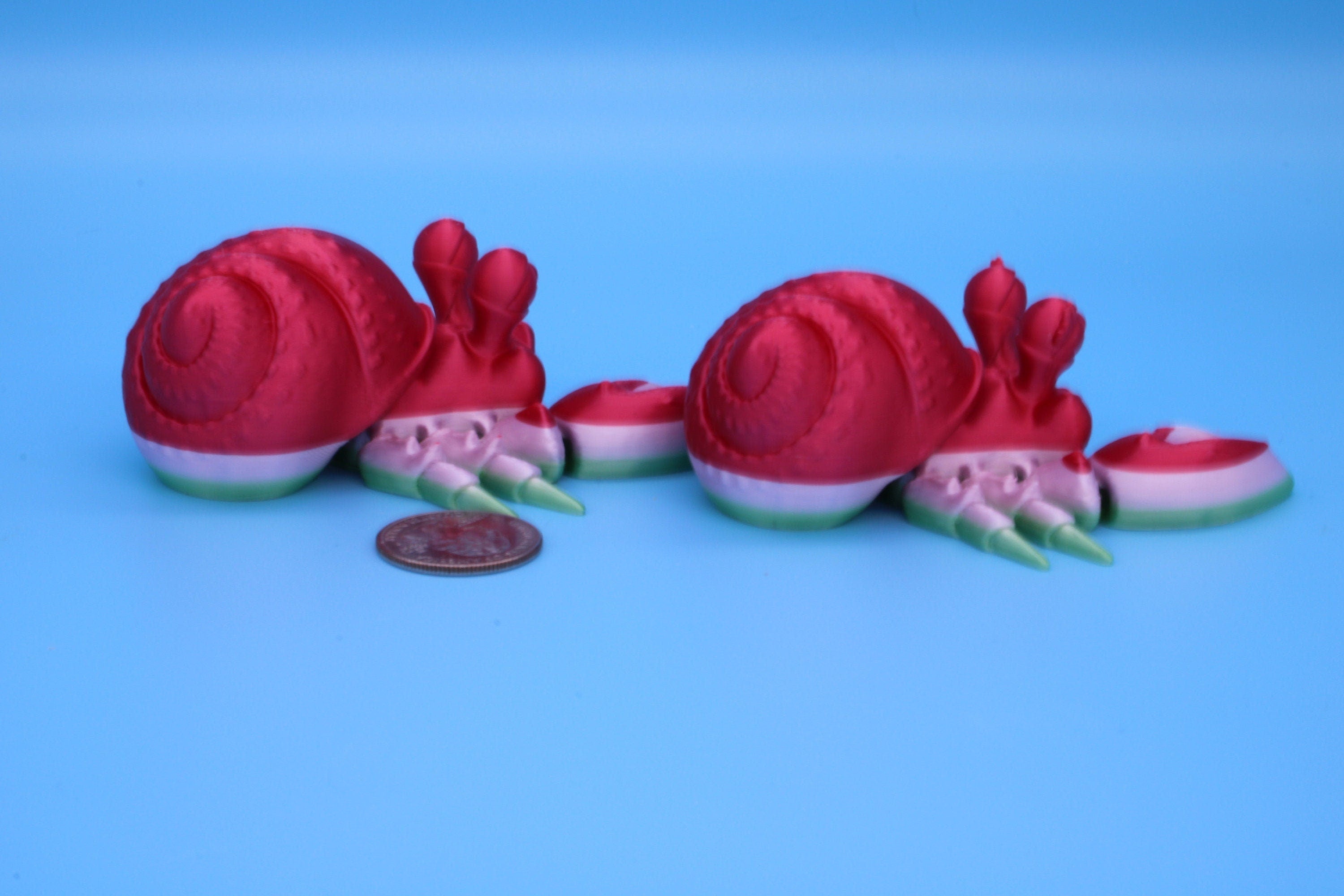 Articulating Multi Color Flexi Hermit Crab Mr. & Mrs. | 3D Printed. | Super cute, friendly crabs. | Great fidget toy, buddy, Sensory toy
