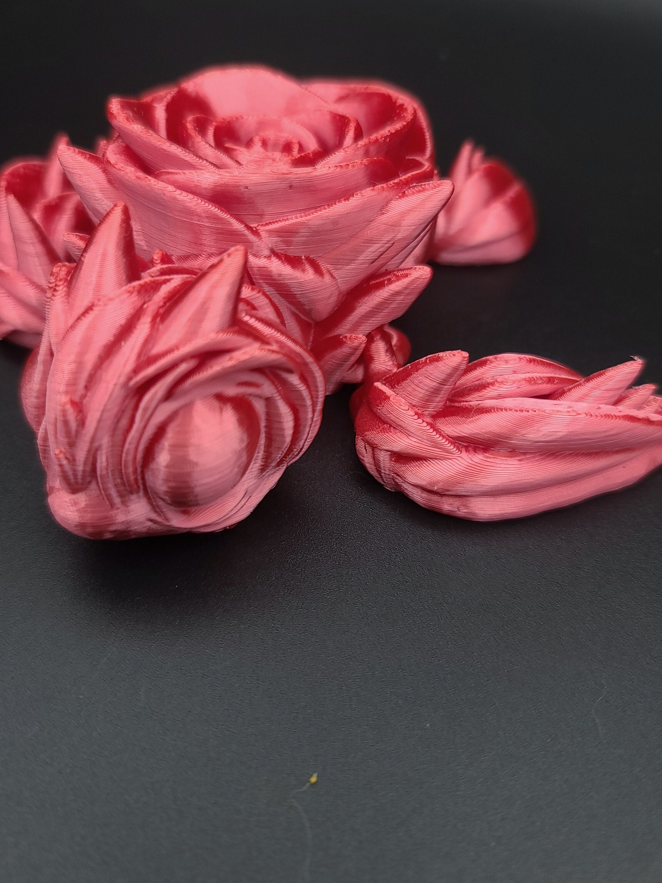 3D printed Silk Red Articulating Rose Turtle. Flexi, Fidget Roseurtle adult toy. 4.5 inch. Adorable Rose turtle buddy. Great gift!