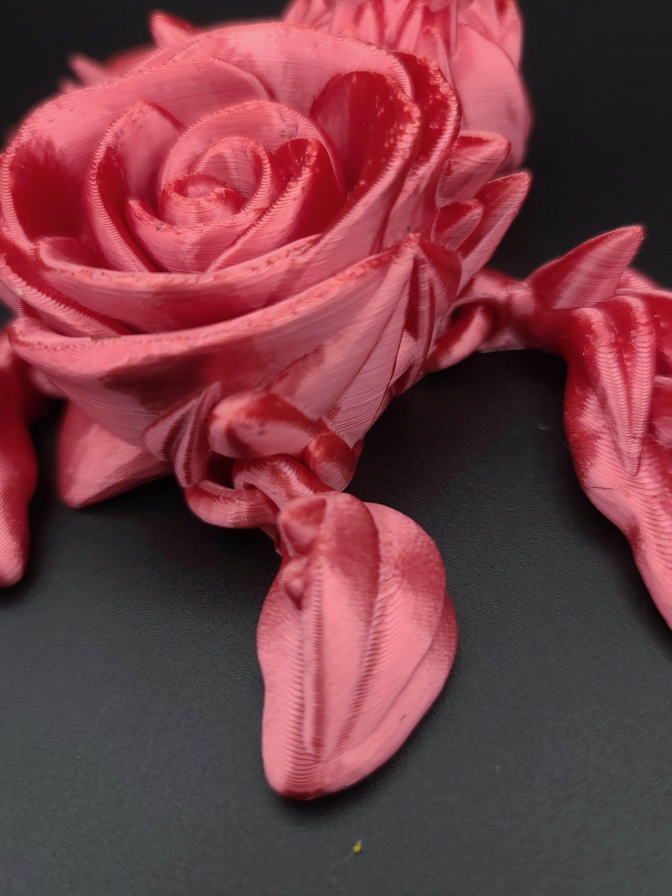 3D printed Silk Red Articulating Rose Turtle. Flexi, Fidget Roseurtle adult toy. 4.5 inch. Adorable Rose turtle buddy. Great gift!