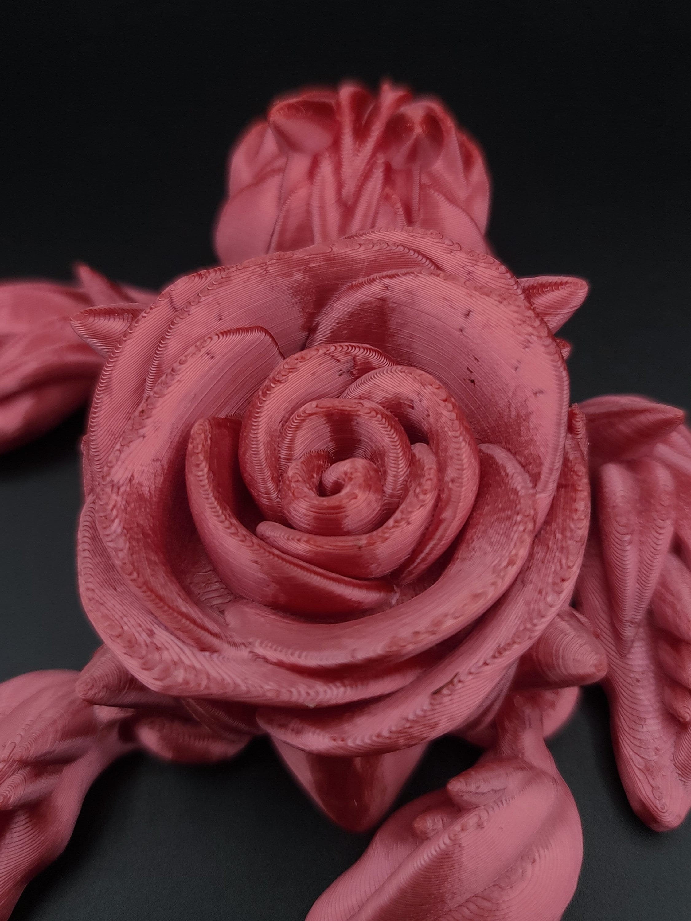 3D printed Silk Red Articulating Rose Turtle. Flexi, Fidget Roseurtle adult toy. 4.5 inch. Adorable Rose turtle buddy. Great gift!
