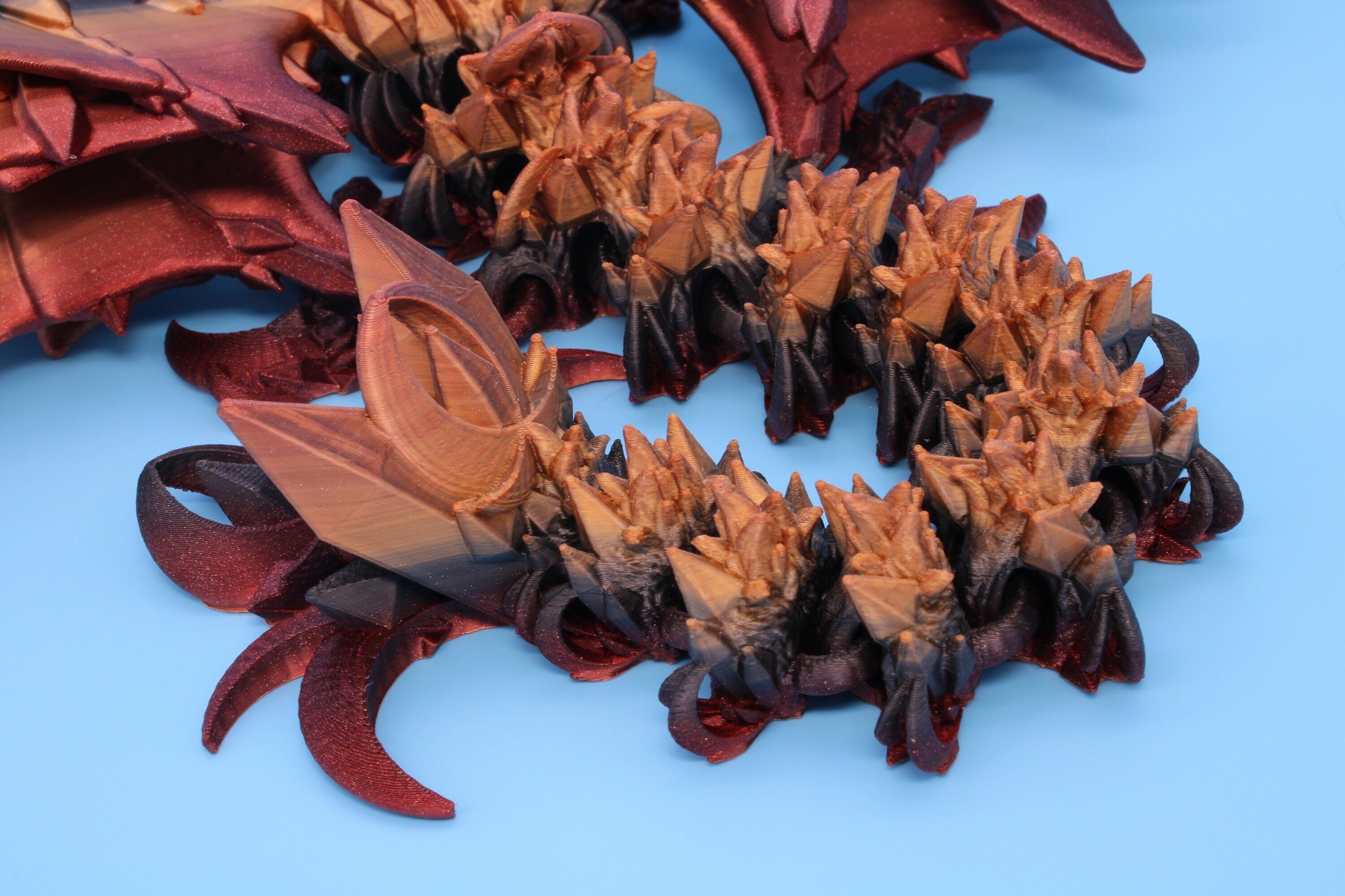 Bat Dragon | Night Wing | Articulating Dragon | 3D Printed Fidget | Flexi Toy | Adult Fidget Toy | Sensory Desk Toy | 12.5 in.