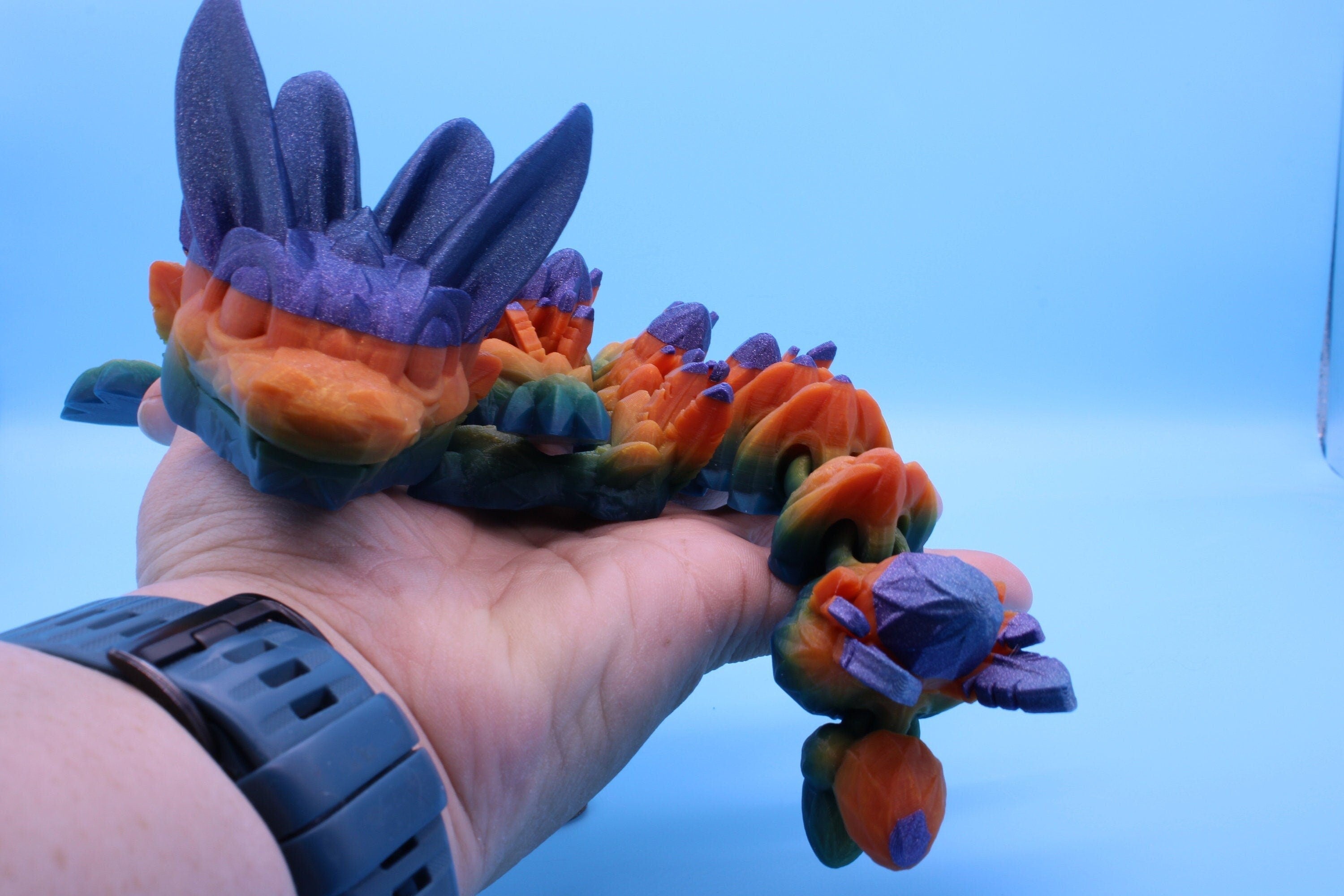 Easter Baby Dragon | Multi Color Rainbow | 3D Printed Articulating Dragon | Flexi Toy | Adult Fidget Toy | Dragon Buddy ready for you! 12 in