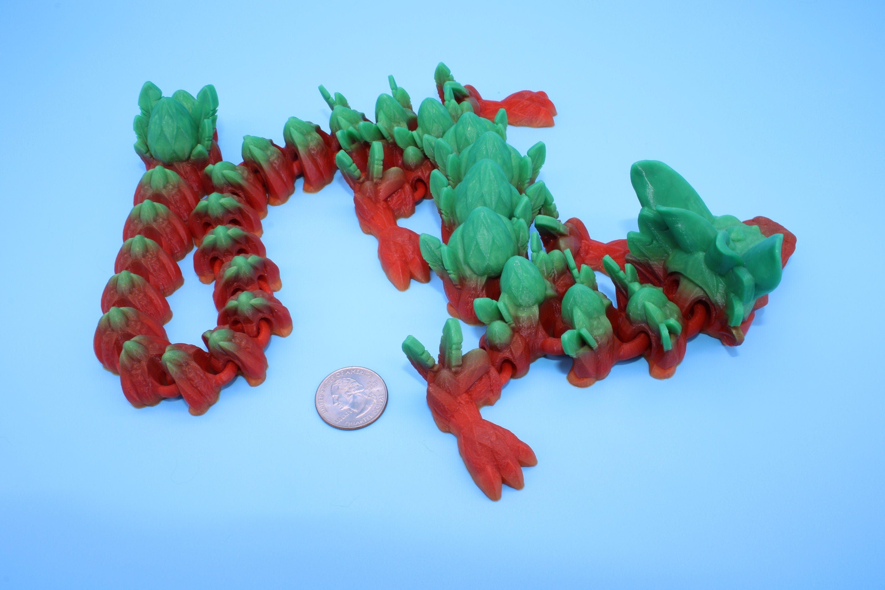 Easter Dragon | Multi Color Rainbow | 3D Printed Articulating Dragon | Flexi Toy | Adult Fidget Toy | Dragon Buddy ready for you! 23 in