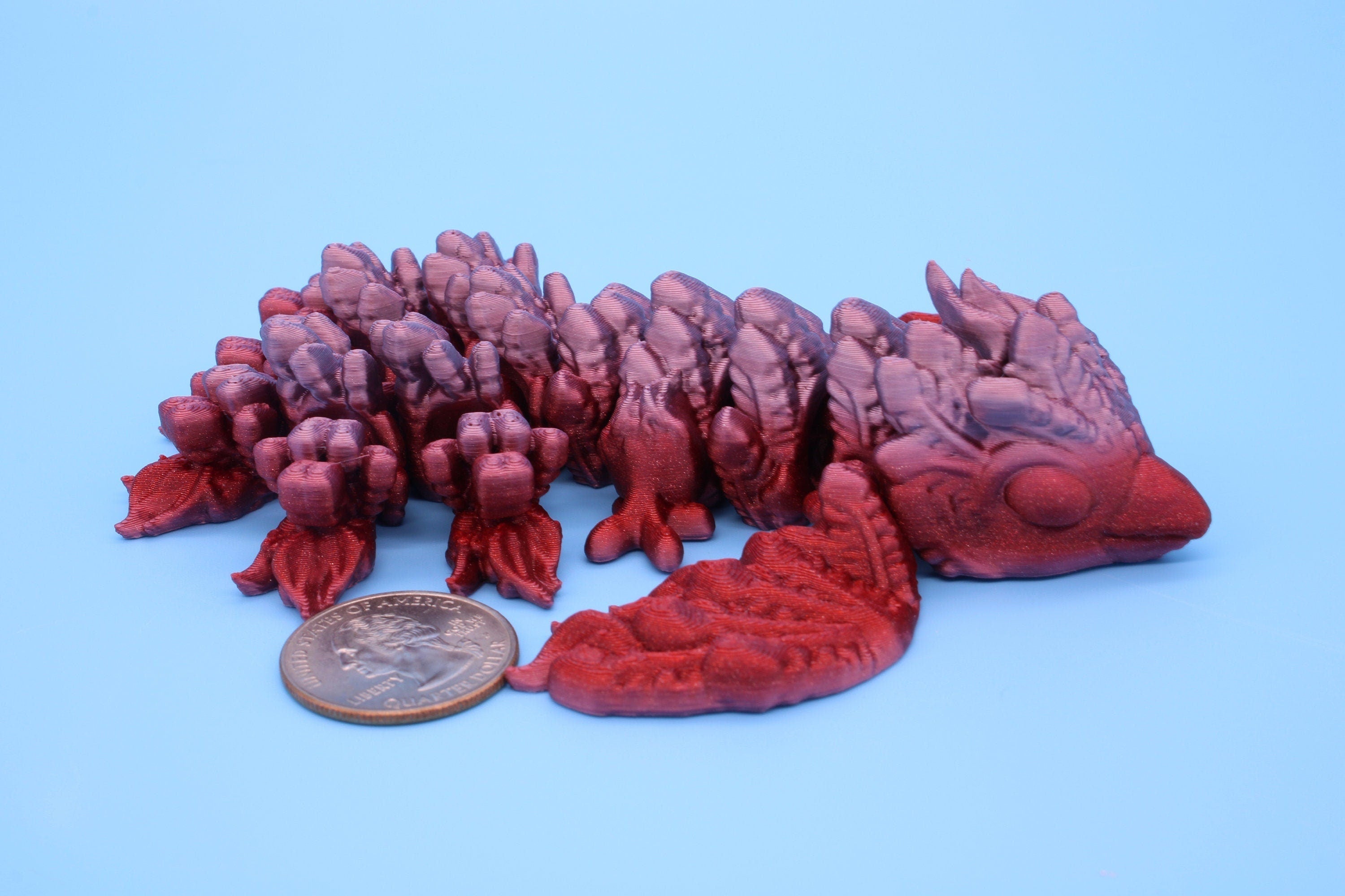 Multi Color Tiny Phoenix | 3D Printed Articulating Dragon | Flexi Toy | Adult Fidget Toy | Dragon Buddy ready for you! 5 inch.