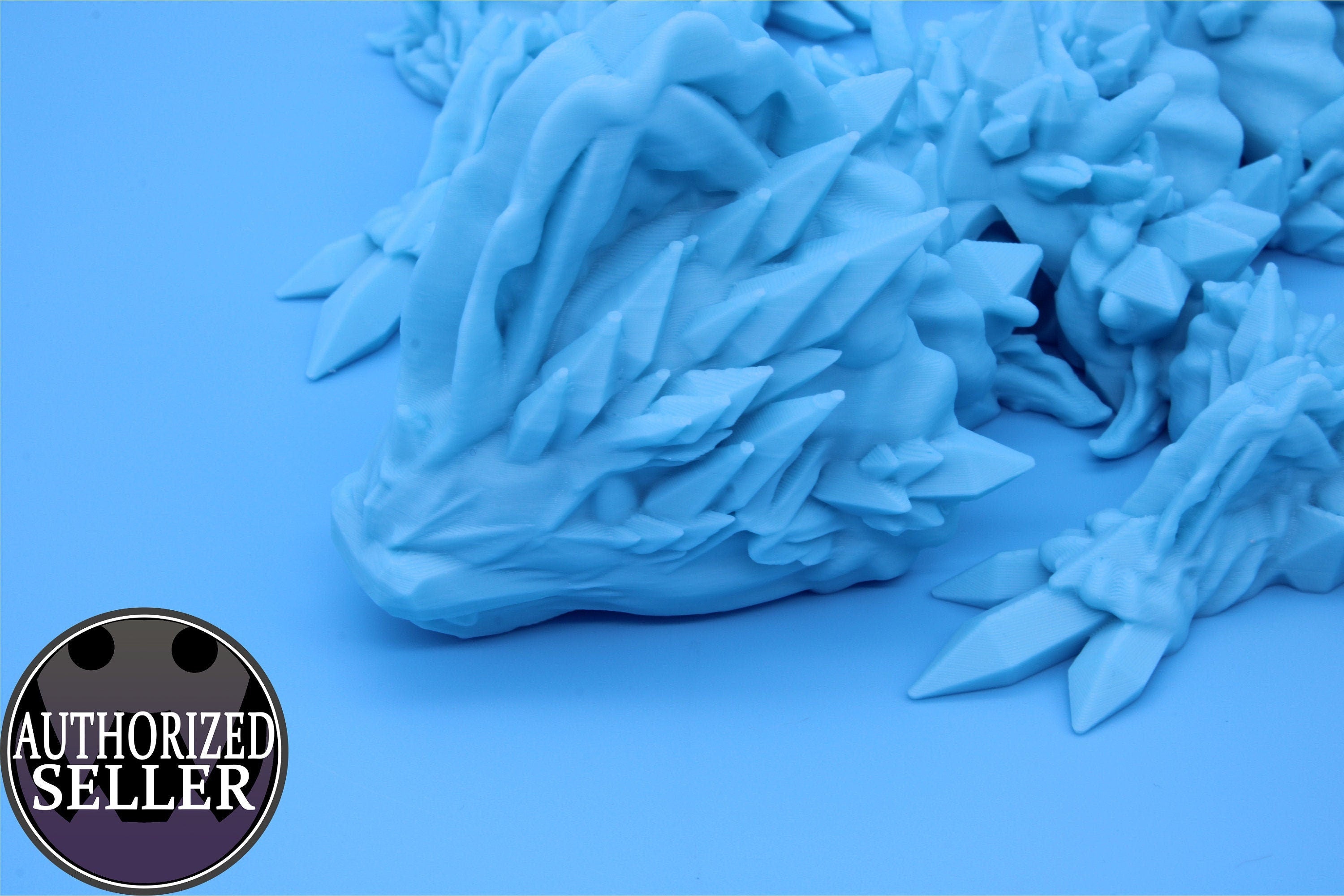 Jellyfish Dragon | Light Blue | 3D printed Articulating Dragon Fidget Toy | Flexi |