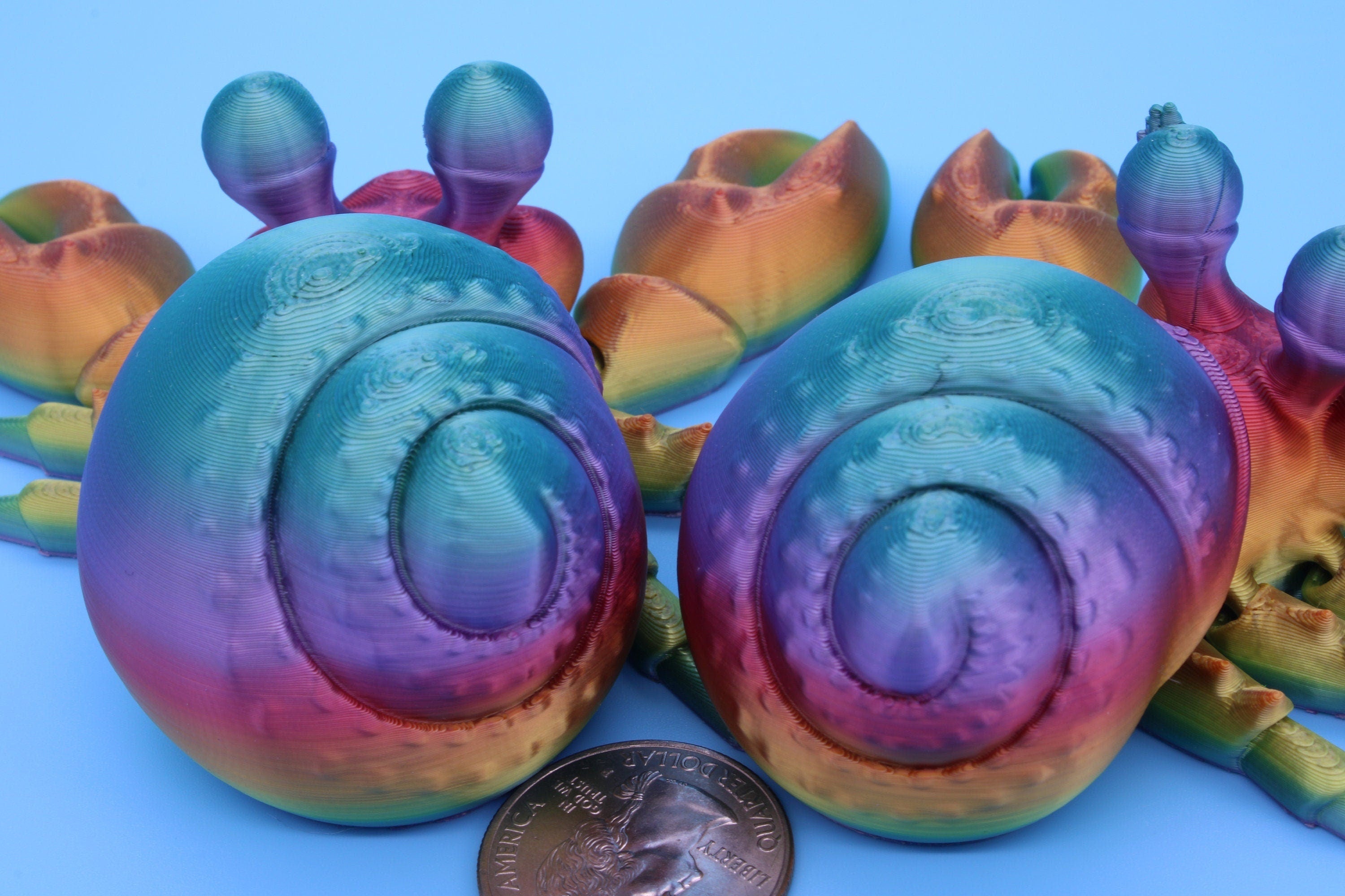 Flexi Hermit Crab Mr. & Mrs. | Articulating Rainbow | 3D Printed. | Super Cute | Friendly Crabs | Great Fidget Toy | Buddy | Sensory toy.