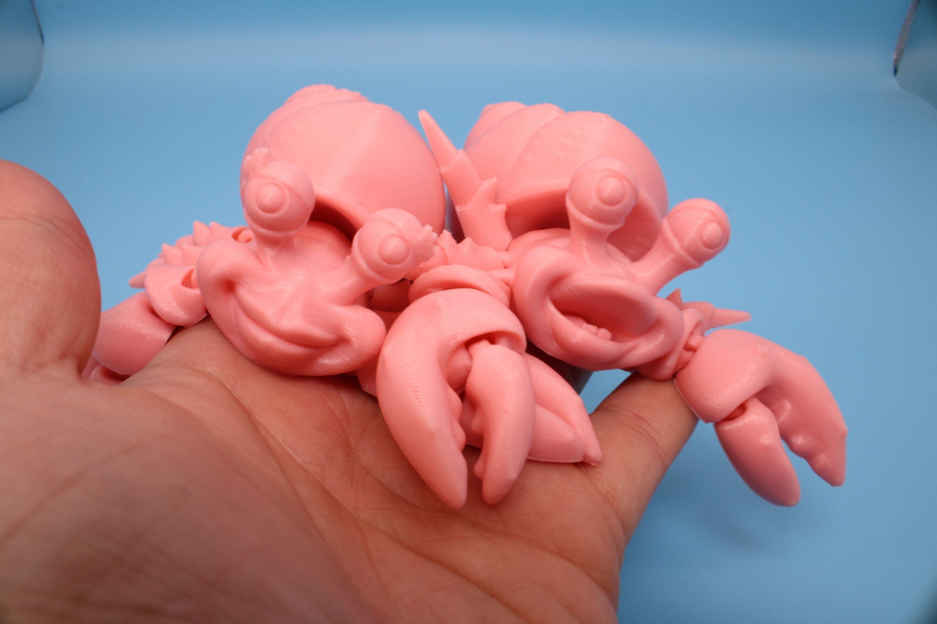 Flexi Hermit Crab Mr. & Mrs. | Articulating Pink | 3D Printed. | Super Cute | Friendly Crabs | Great Fidget Toy | Buddy | Sensory.