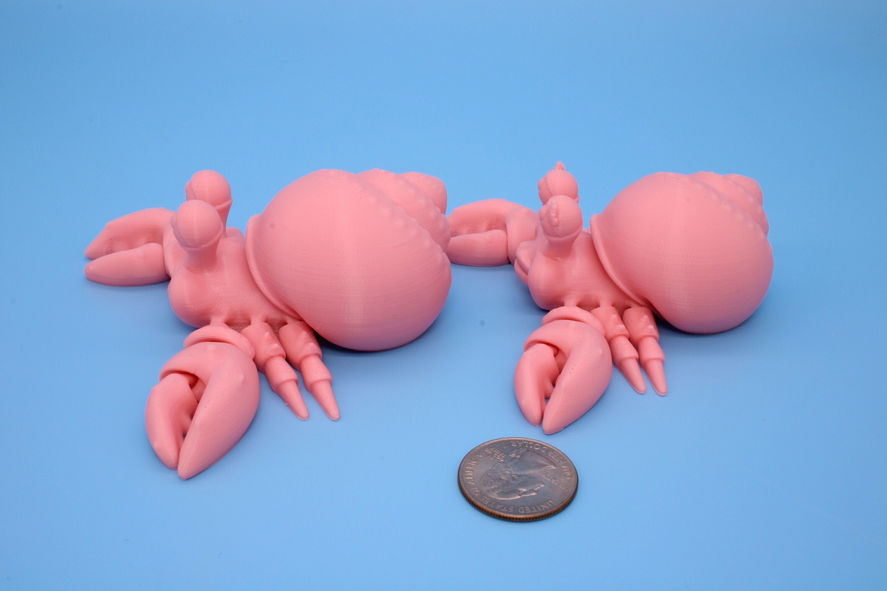 Flexi Hermit Crab Mr. & Mrs. | Articulating Pink | 3D Printed. | Super Cute | Friendly Crabs | Great Fidget Toy | Buddy | Sensory.