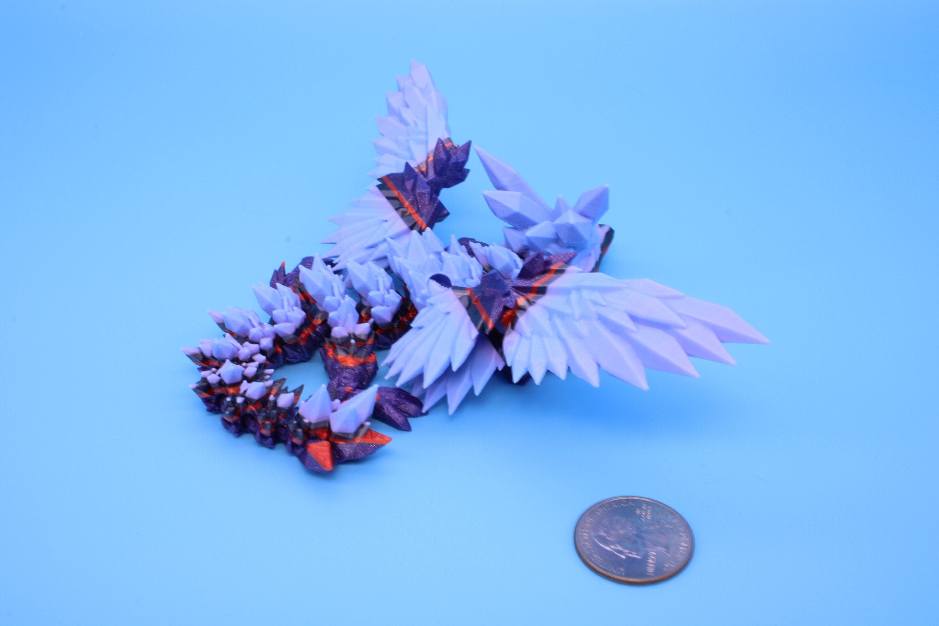 Miniature Baby Crystal Winged Dragon | Rainbow | 3D printed articulating Toy Fidget | Flexi Toy 7 in. head to tail | Stress Relief Gift