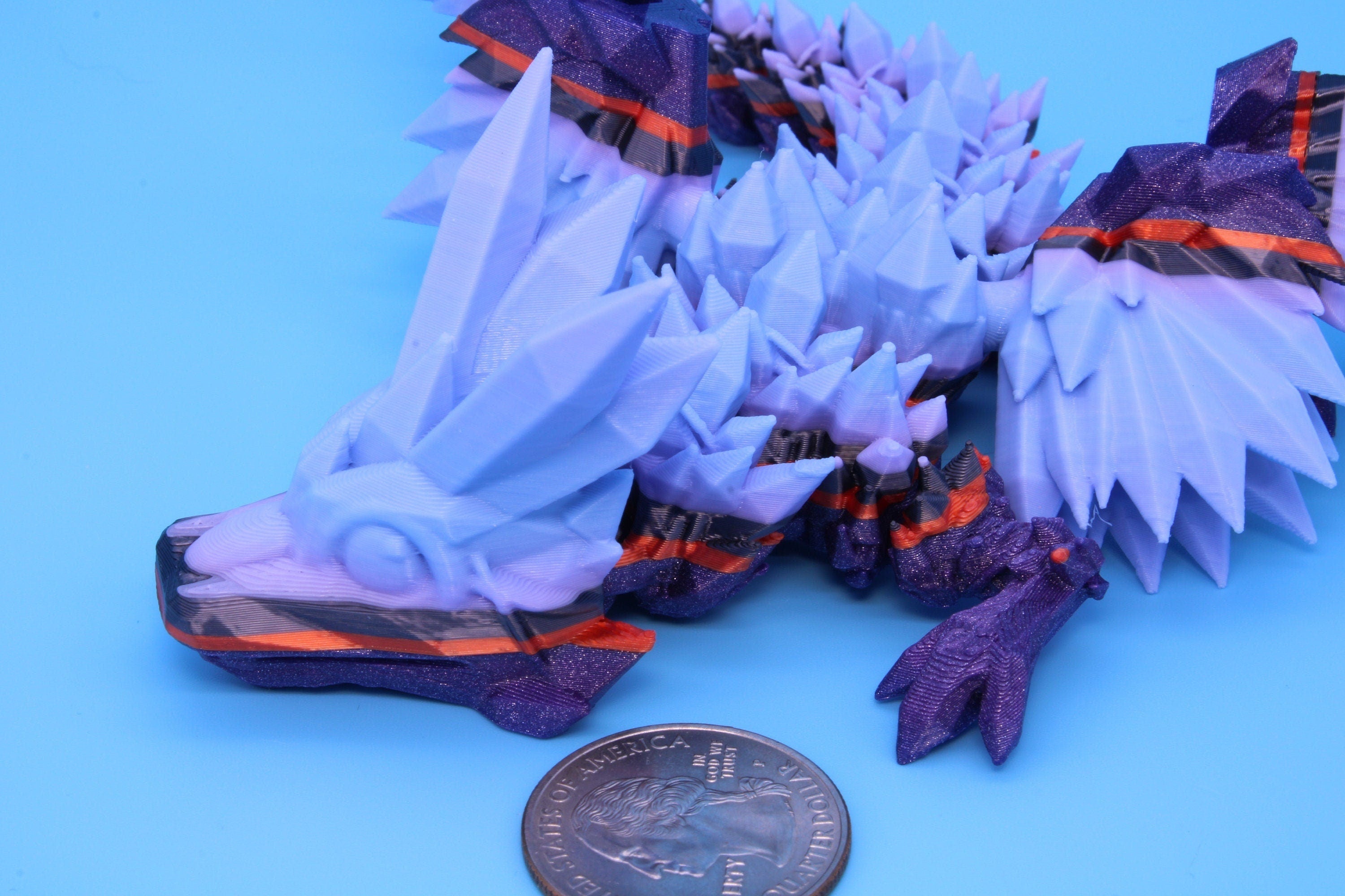 Miniature Baby Crystal Winged Dragon | Rainbow | 3D printed articulating Toy Fidget | Flexi Toy 7 in. head to tail | Stress Relief Gift