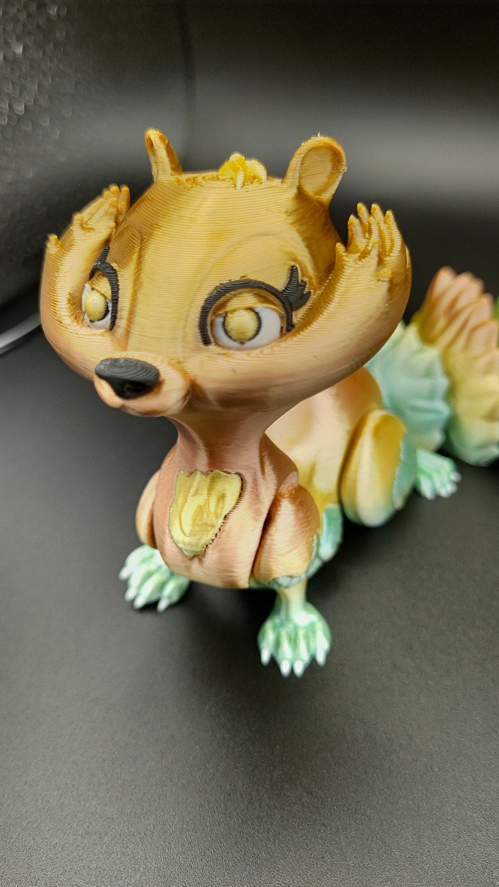 Flawed Squirrel | Cute Flexi Animal | Rainbow Unique 3D Printed Squirrel | Great Articulating fidget | Stim Toy | Sensory Toy | Desk Toy.