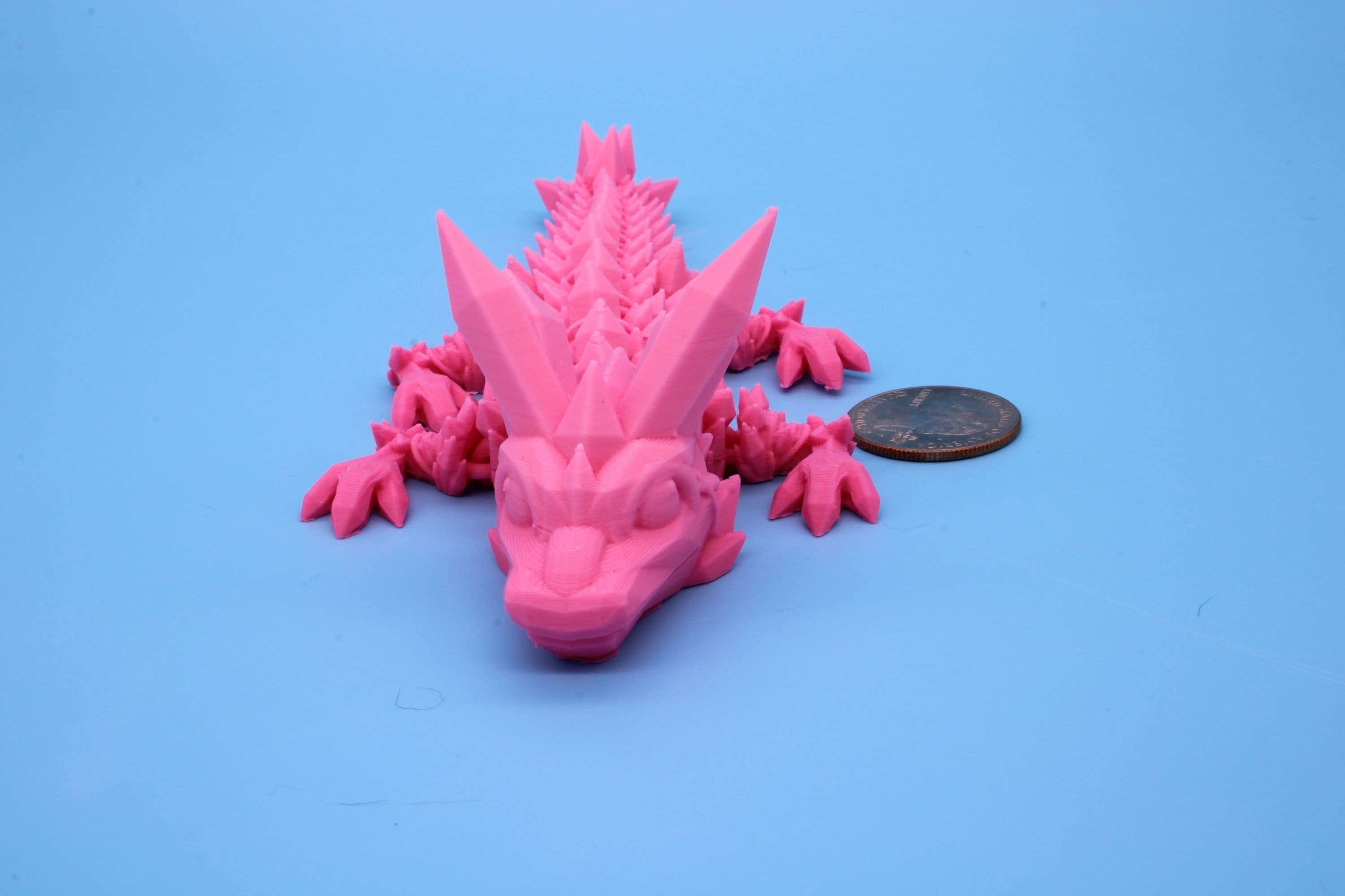 Baby Crystal Dragon- Pink, Miniature, 3D Printed, 7 in.