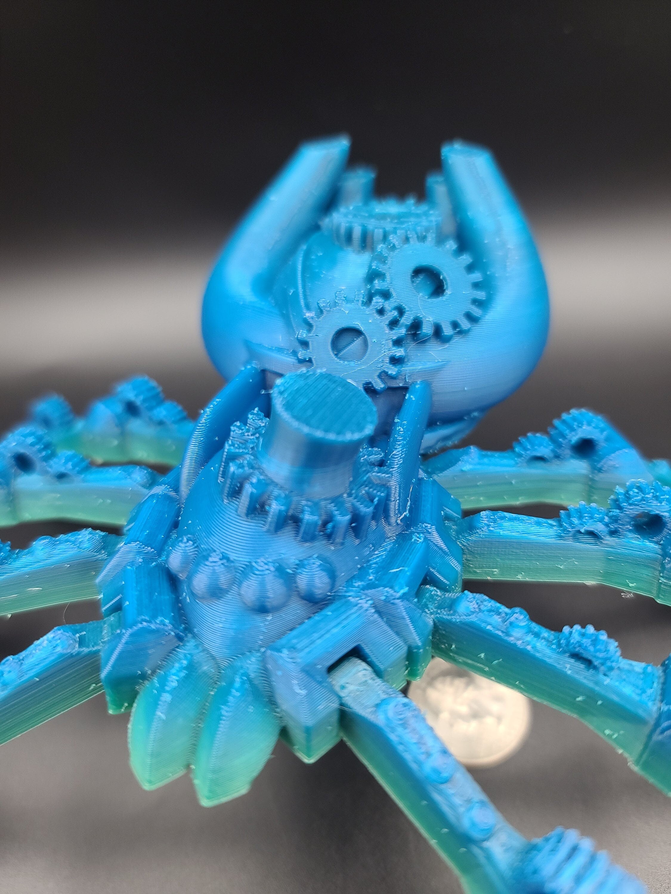 Multi Color Steam Punk Spider. Steam Punk Spider 3D printed articulating spider . flexi Toy, 9.75 in. Stress Relief, Gift.