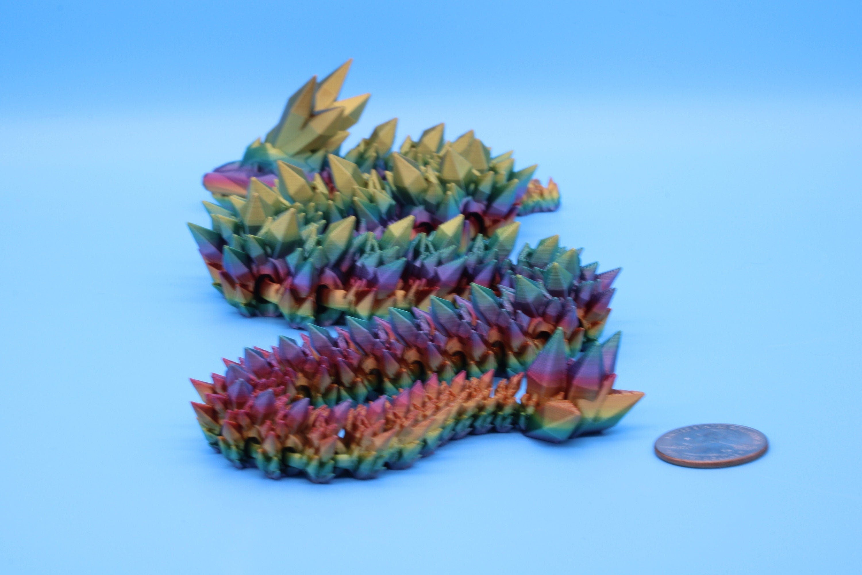 Rainbow Crystal Dragon | 3D Printed Articulating Dragon | Flexi Toy | Adult Fidget Toy | Dragon Buddy ready for you! 24 inch.