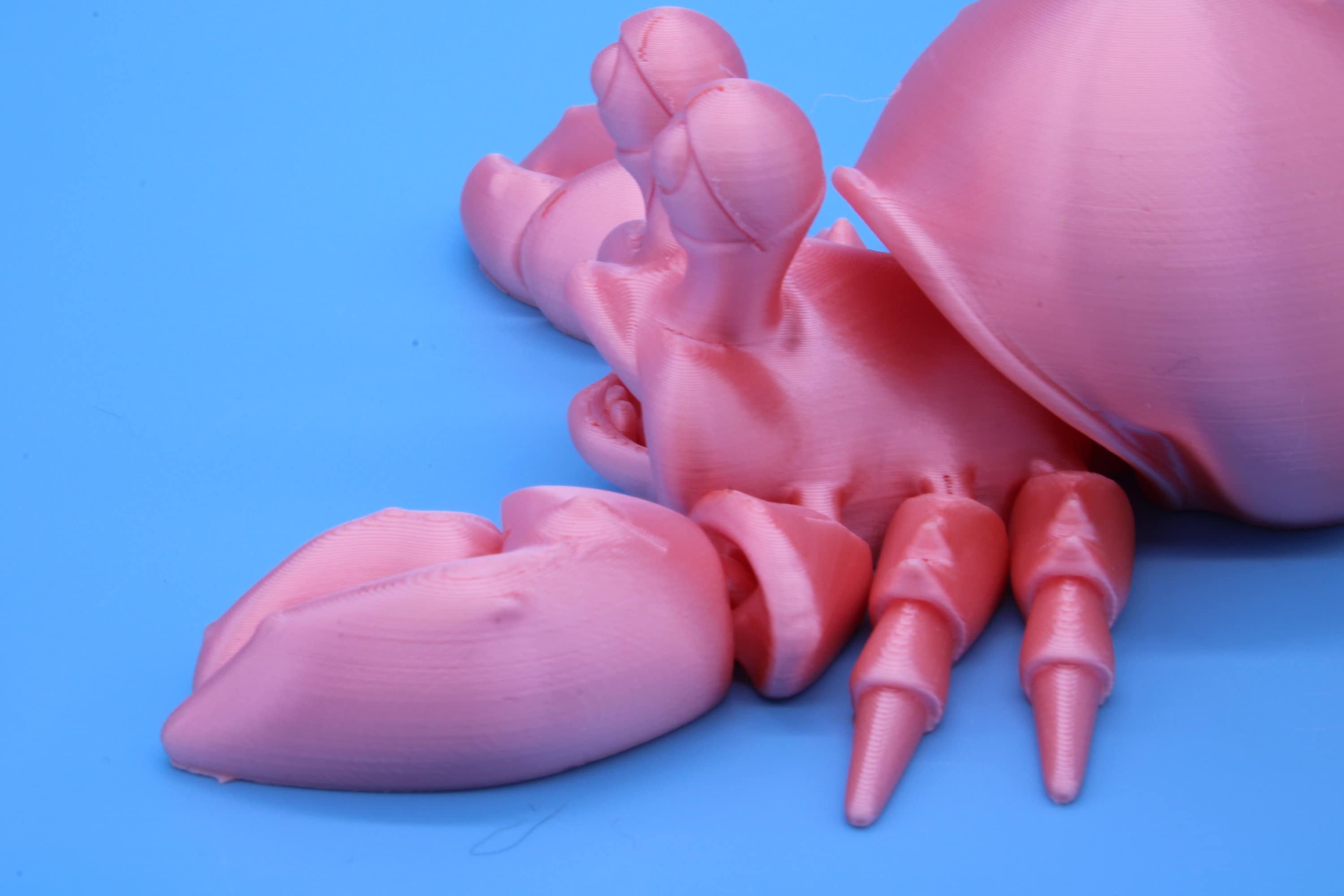 Pink Flexi Hermit Crab | 3D Printed. | Super cute, friendly crab. | Great fidget toy, buddy, Sensory toy
