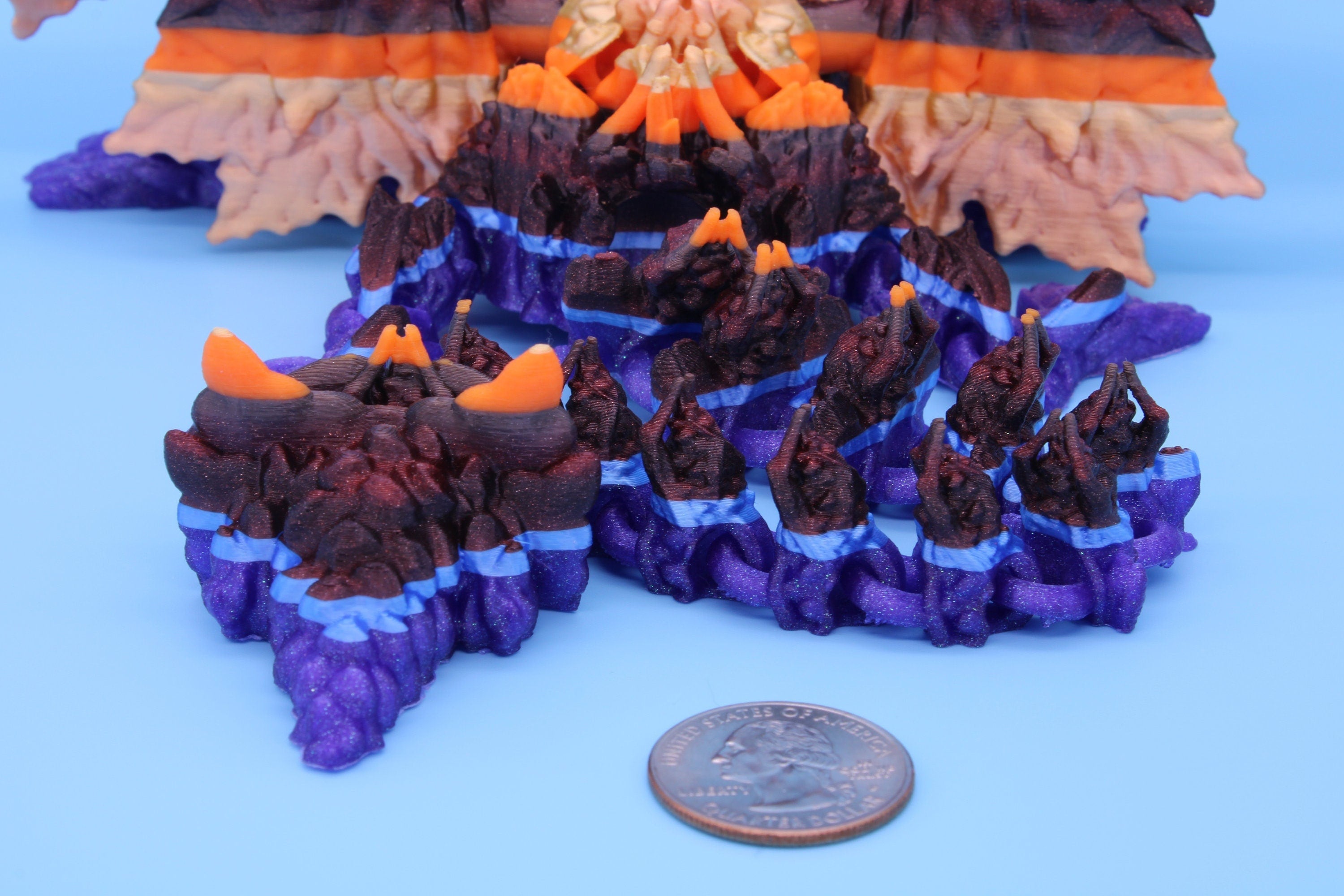 Tri-Forest Dragon | Multi Colored | Three Headed Dragon | 3D printed | Articulating Dragon | Fidget Toy | Flexi Toy | Stress Relief | Stim.