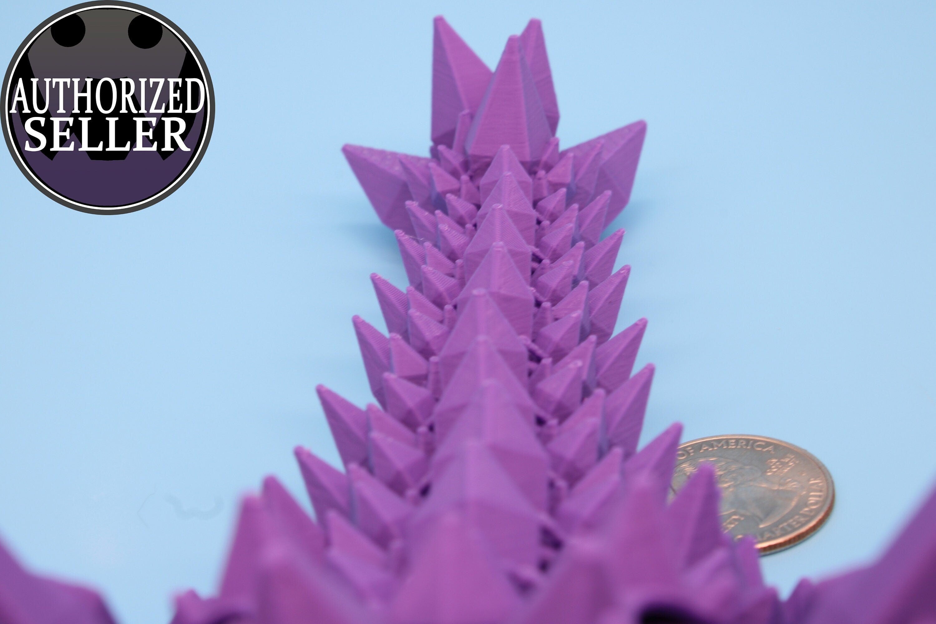 Purple Baby Crystal Winged Dragon. 3D printed articulating dragon Fidget, Flexi, Toy 11.5 in. Stress Relief, Gift.