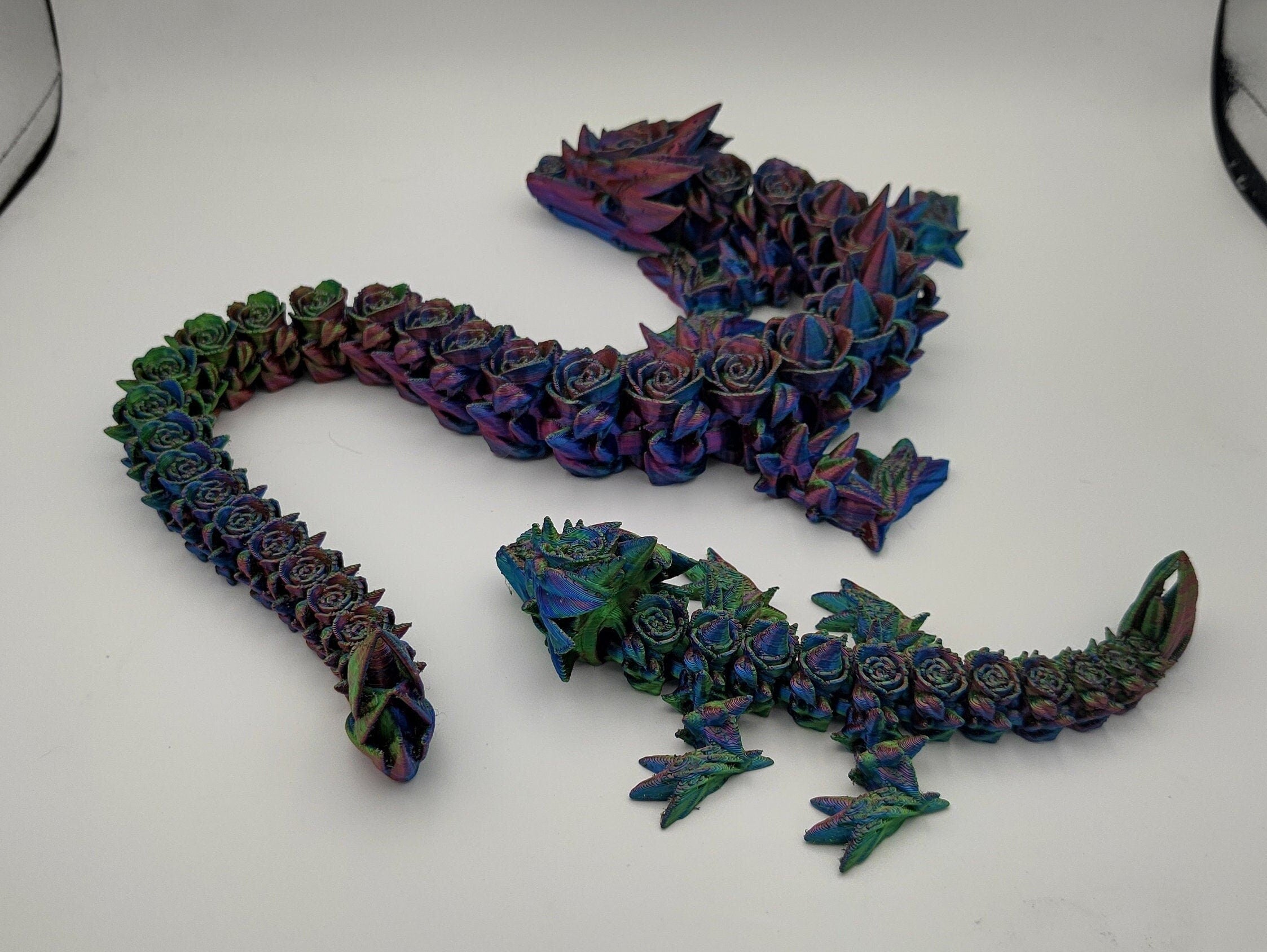 Dragon Rose - Tri Color Mom & Baby | Flawed | 3D Printed Articulating Dragon Rose - Tri Color Mom & Baby | Flawed | 3D Printed Articulating