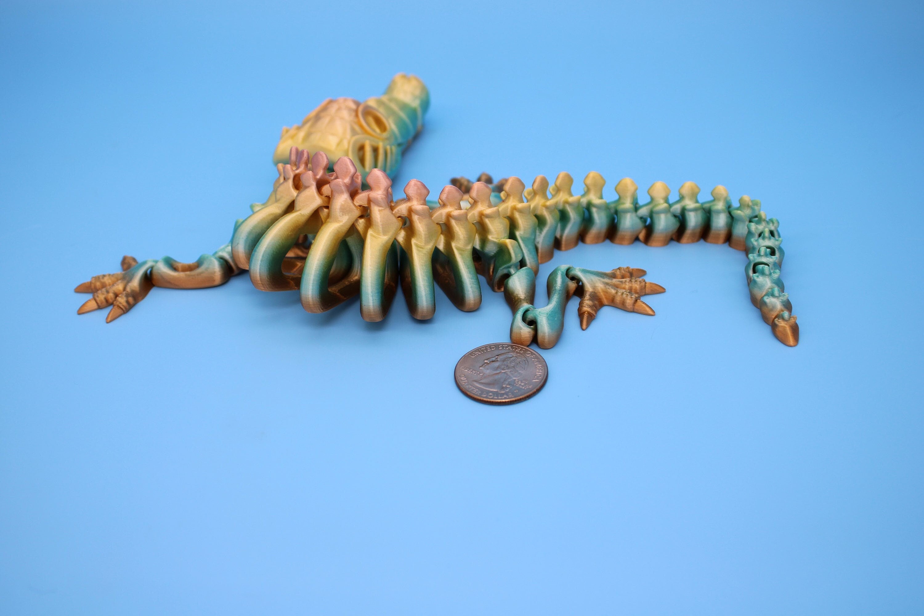 Rainbow Crocodile | Cute Flexi Toy | Articulating Crocodile | 3D printed Unique Fidget | Desk Buddy | 13 in.