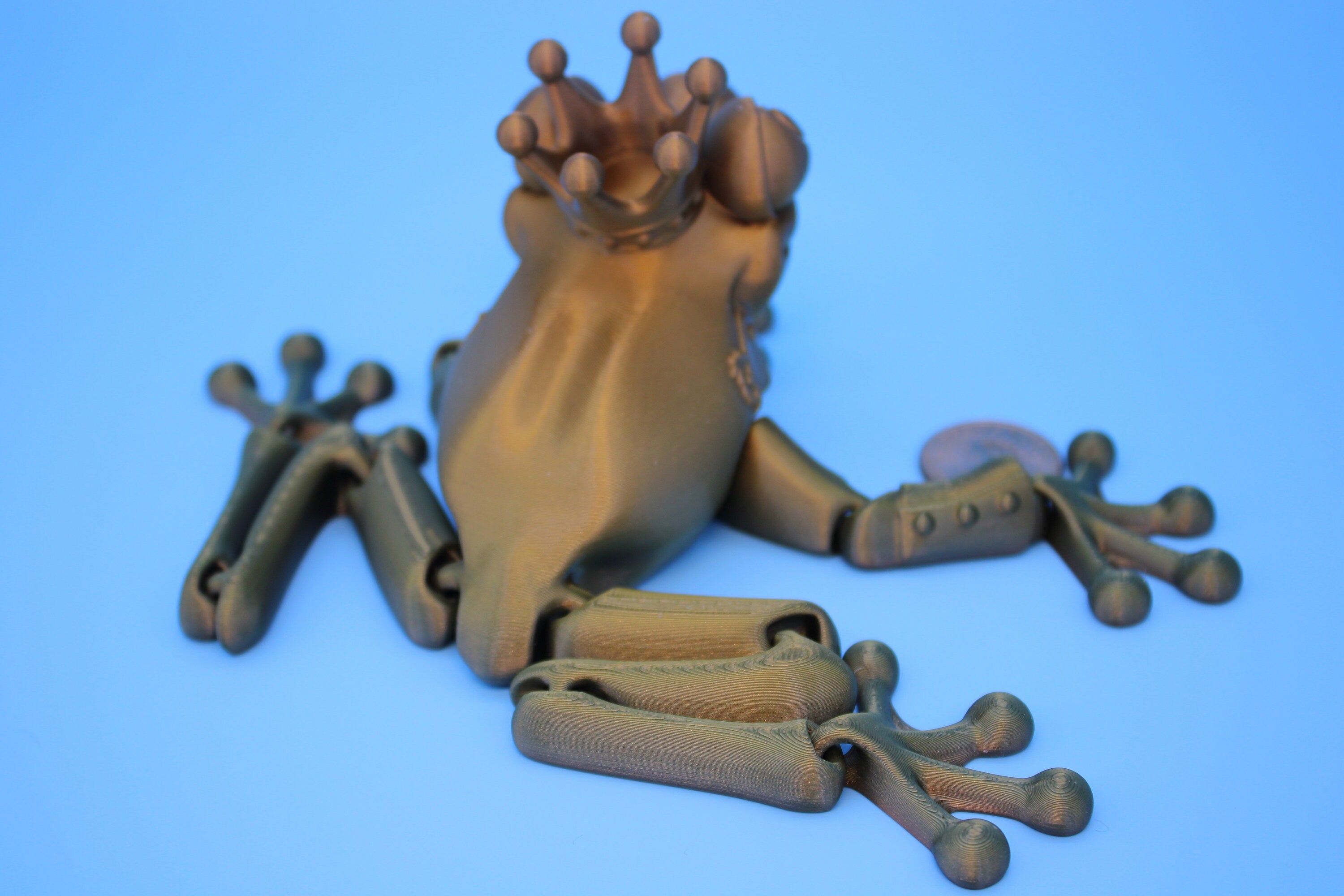Prince Frog | Cute Flexi Toy | Articulating Frog | 3D Printed.