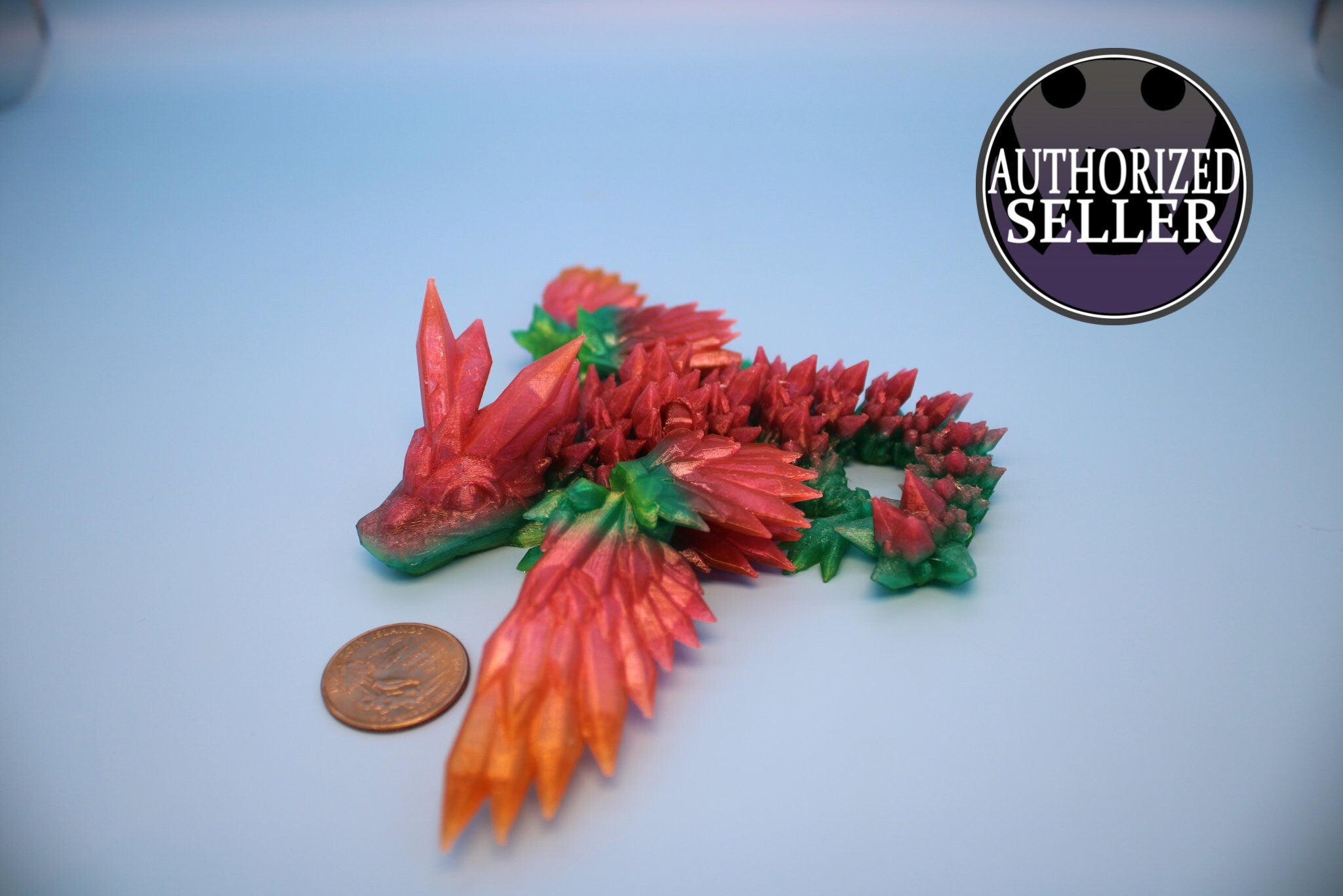 Baby Crystal Winged Dragon | Rainbow | Flexible (TPU) | 3D Printed | Fidget Toy | 7 in.