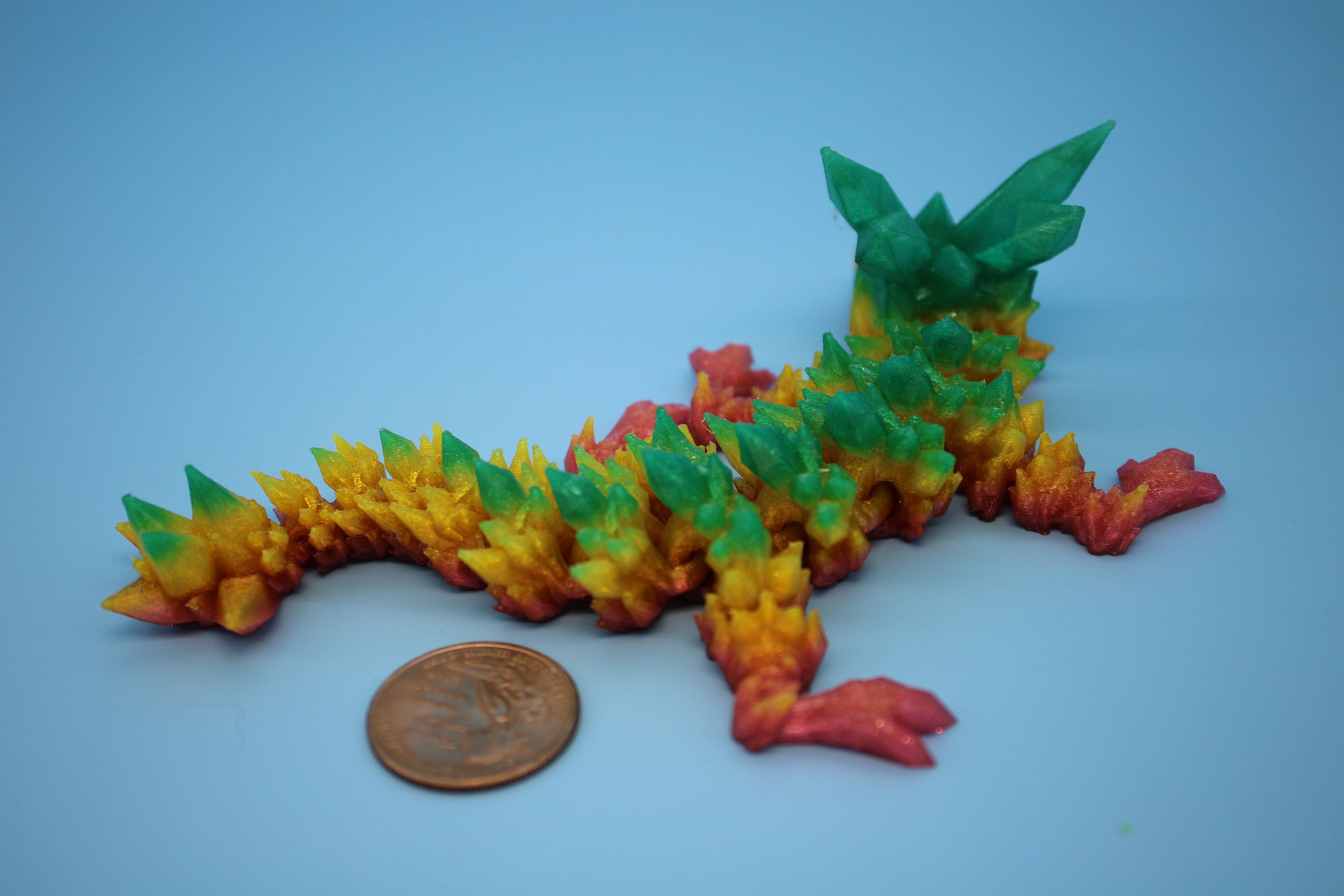 Baby Crystal Dragon- Rainbow | Flexible (TPU) | Miniature | 3D Printed | 7 in. | Dragon Buddy | Fidget Toy | Flexi Dragon.