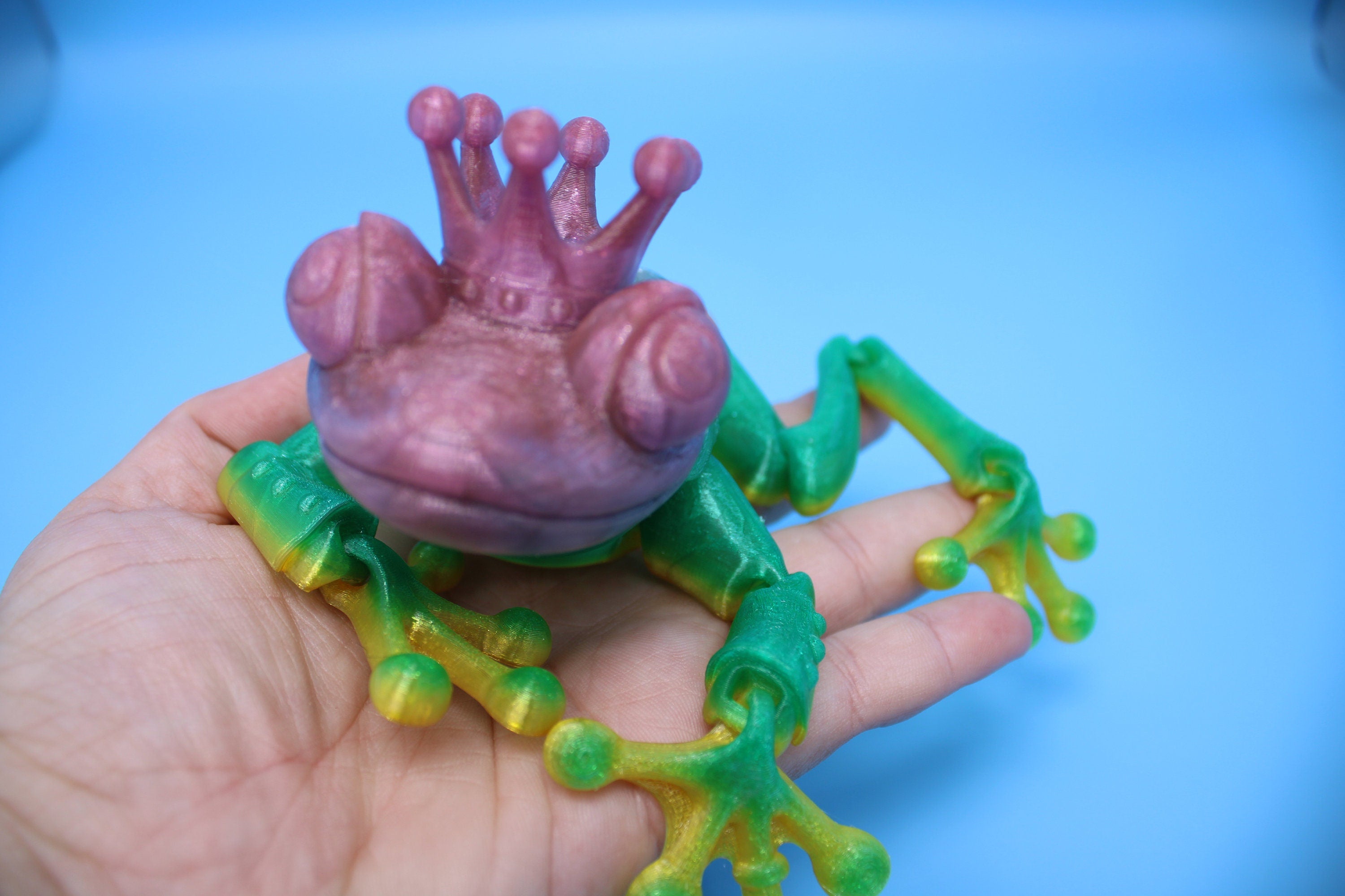 Prince Frog- Rainbow | Cute Flexi Toy | Articulating Frog | 3D printed Unique Fidget | Desk Buddy