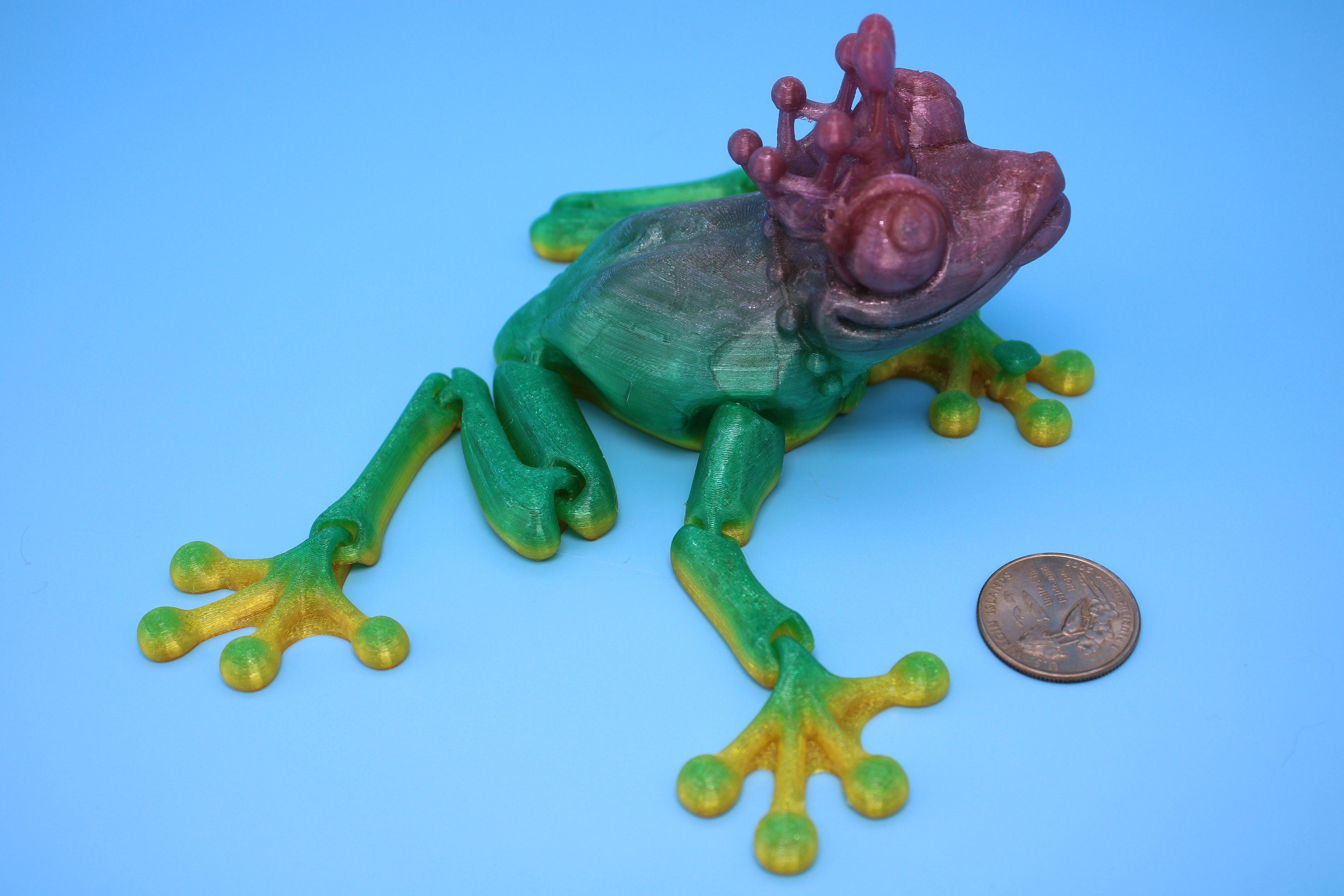 Rainbow Princess Frog | Flexible (TPU) | Cute Flexi Toy | Articulating Frog | 3D printed Unique Fidget | Desk Buddy