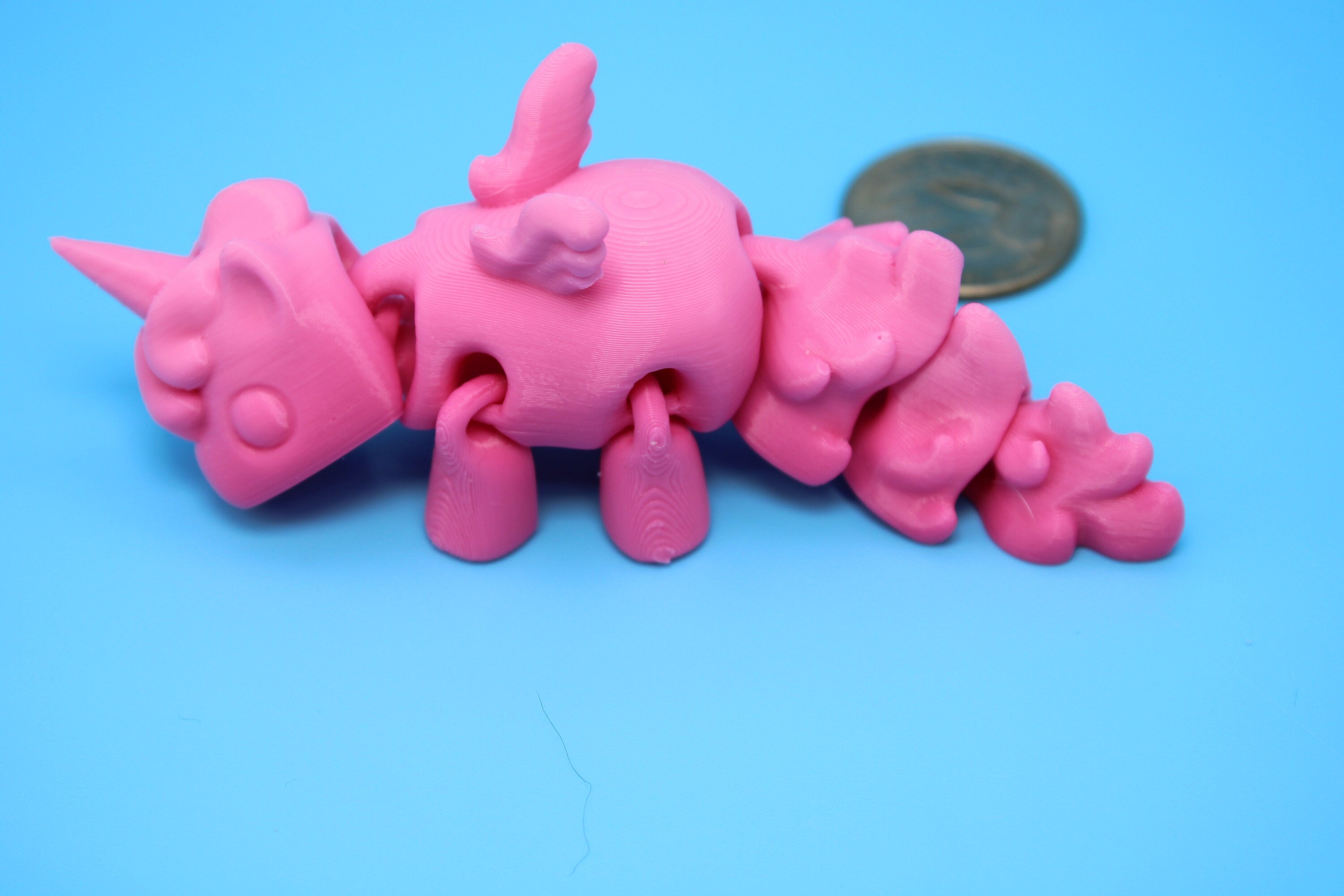 Unicorn with Wings-Pink | 3D Printed Miniature | Cute Unicorn | Sensory Toy | Fidget Toy | Articulating Unicorn.