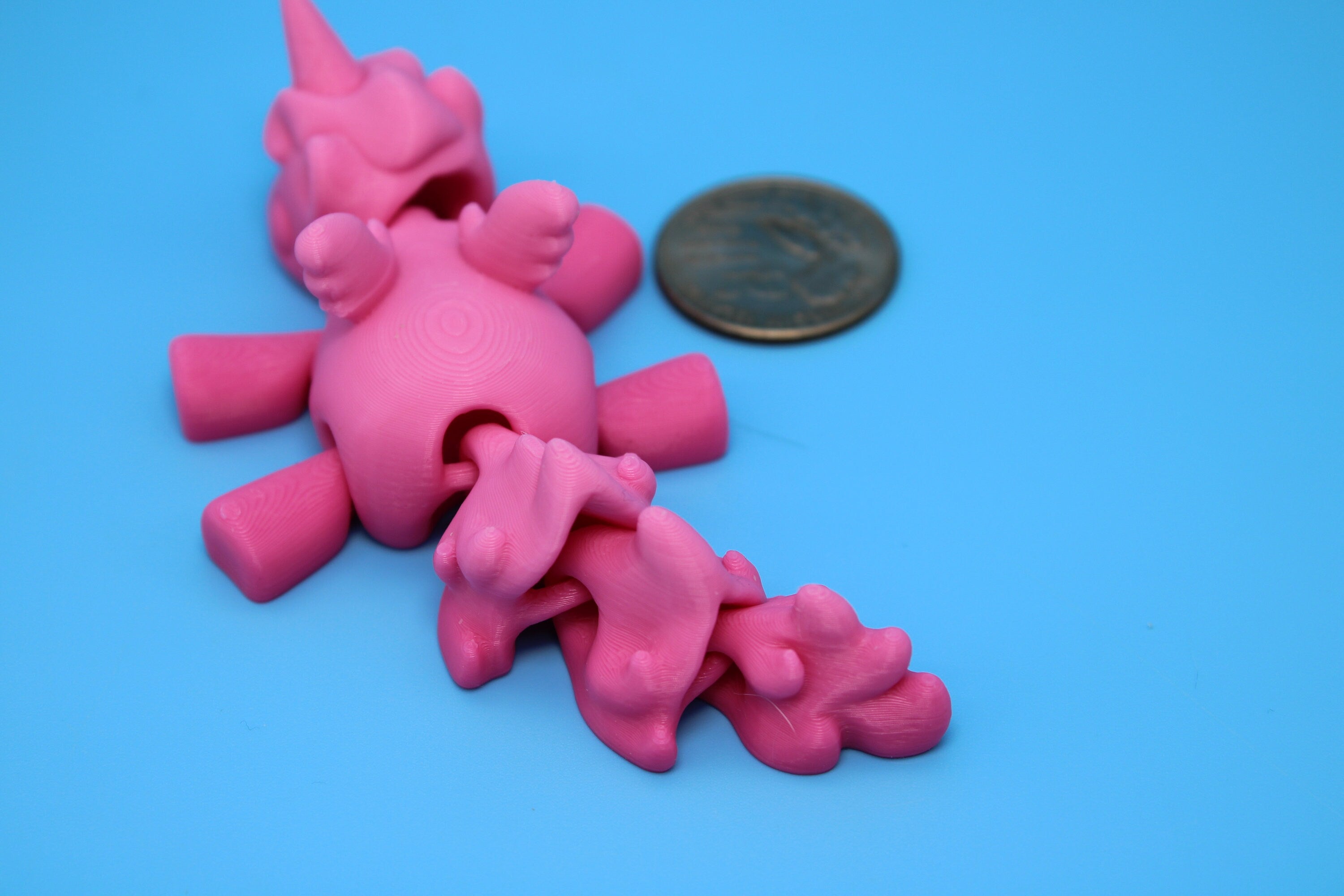 Unicorn with Wings-Pink | 3D Printed Miniature | Cute Unicorn | Sensory Toy | Fidget Toy | Articulating Unicorn.