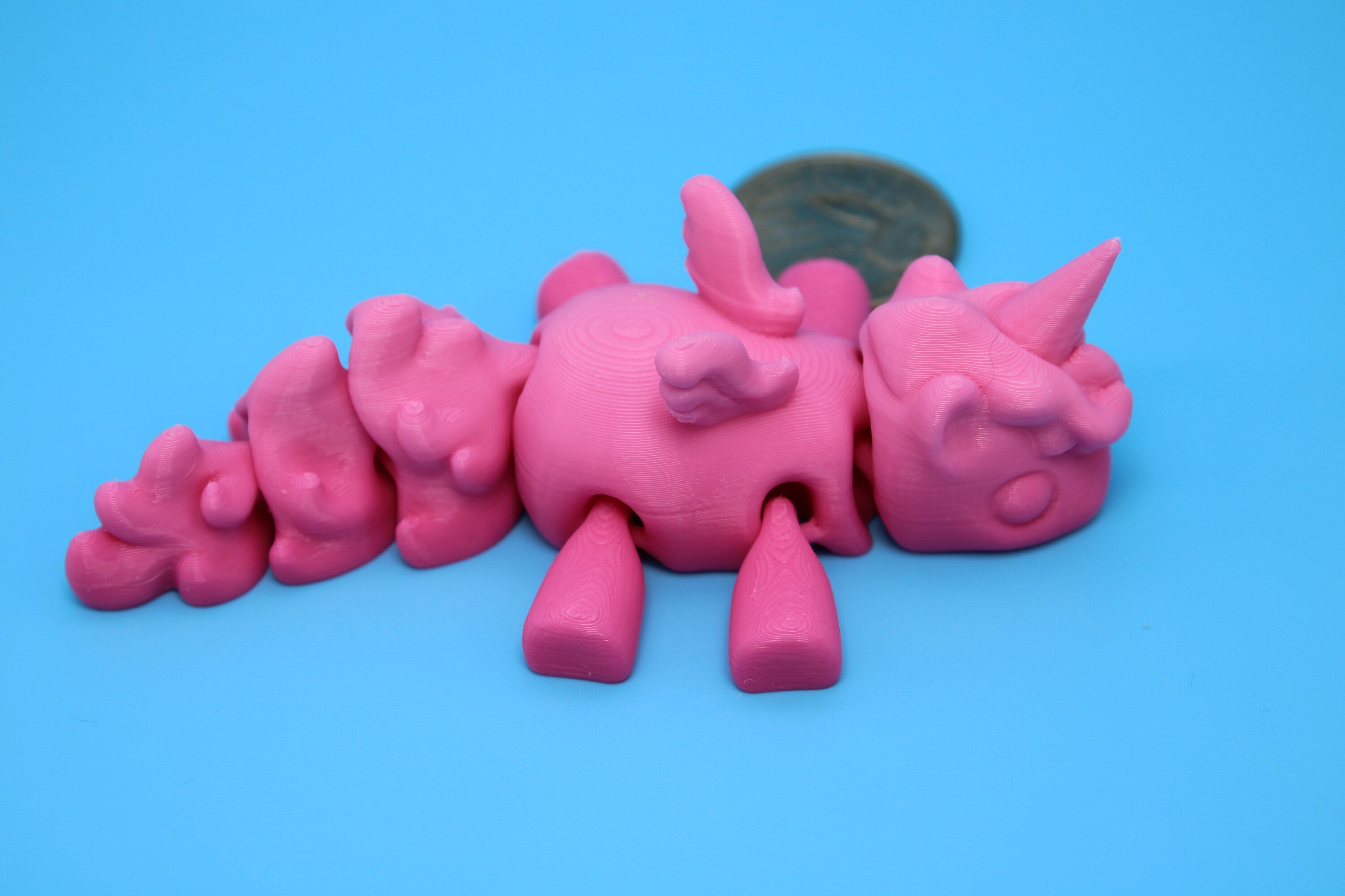 Unicorn with Wings-Pink | 3D Printed Miniature | Cute Unicorn | Sensory Toy | Fidget Toy | Articulating Unicorn.