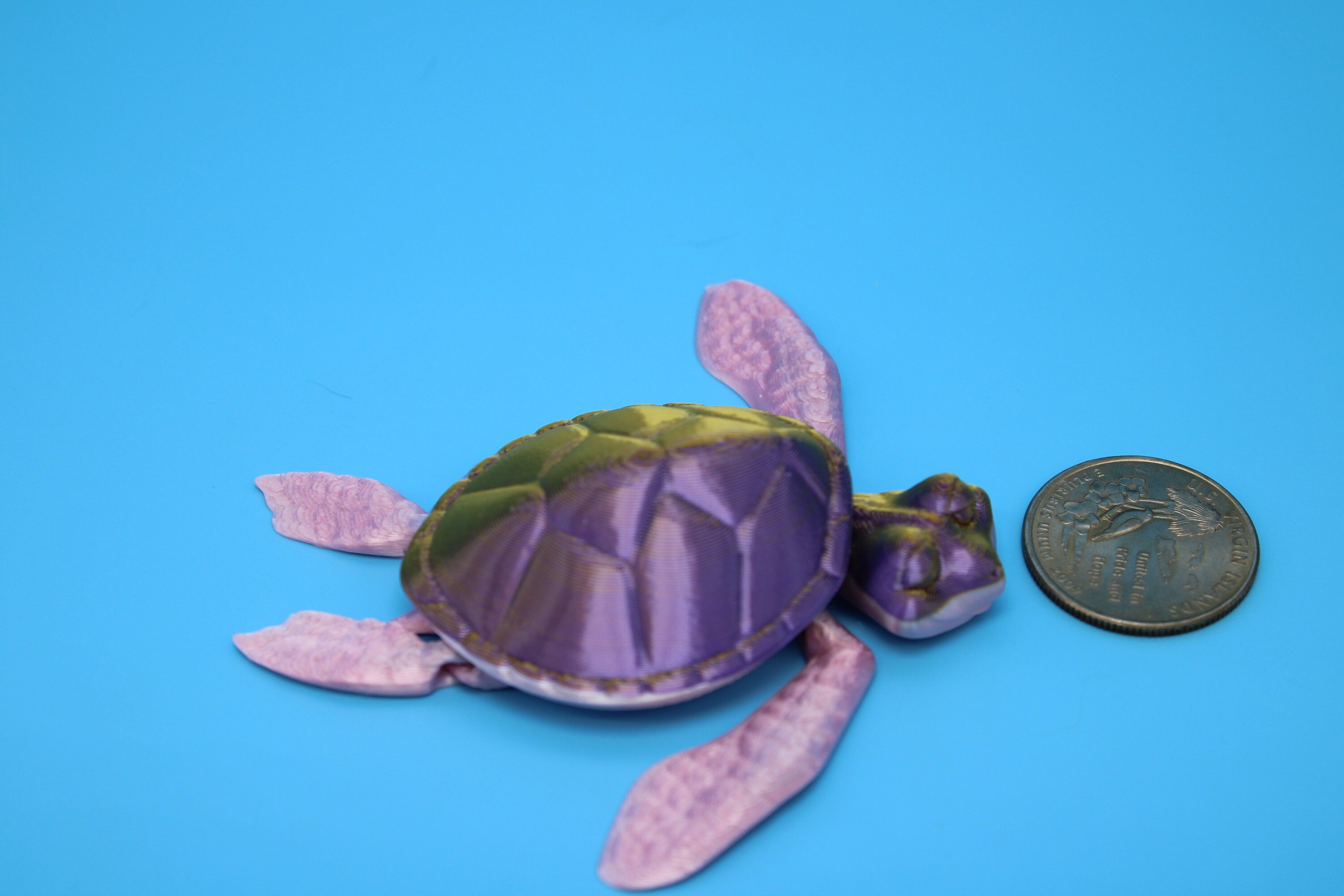 Turtle- Pink & Gold | Miniature | Cute Flexi Toy | Articulating Turtle | 3D printed
