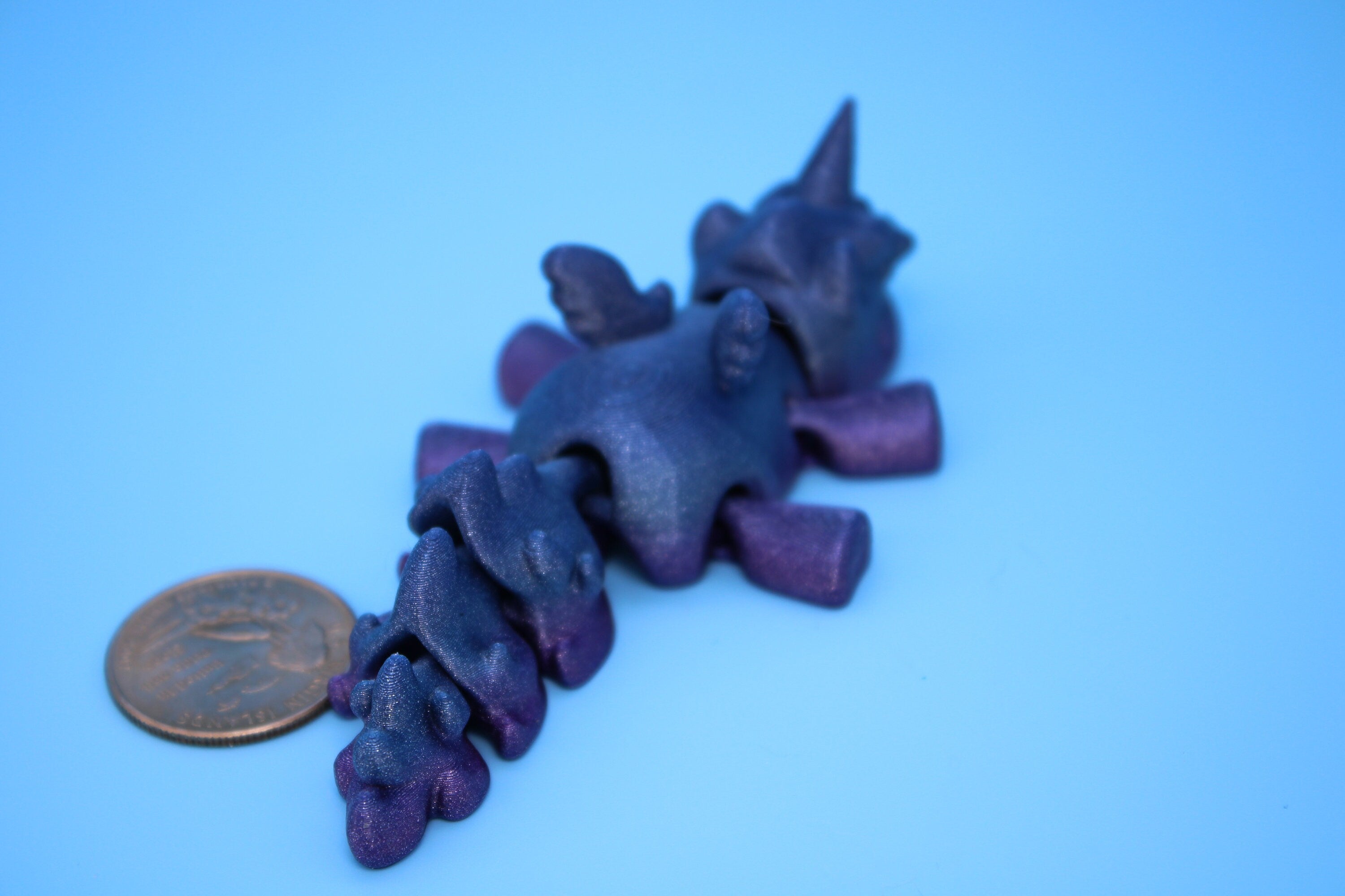 Unicorn with Wings- Blue & Purple | 3D Printed Miniature | Cute Unicorn | Sensory Toy | Fidget Toy.