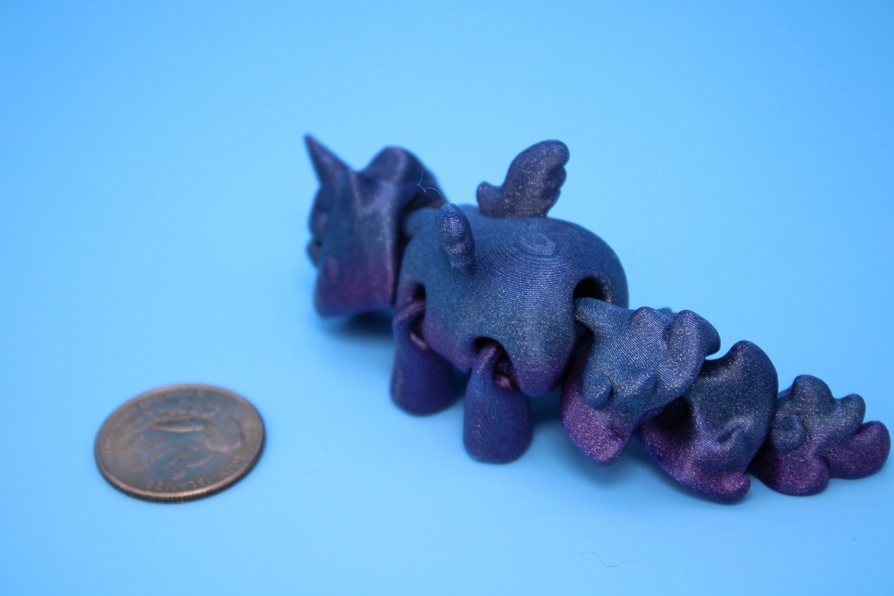 Unicorn with Wings- Blue & Purple | 3D Printed Miniature | Cute Unicorn | Sensory Toy | Fidget Toy.