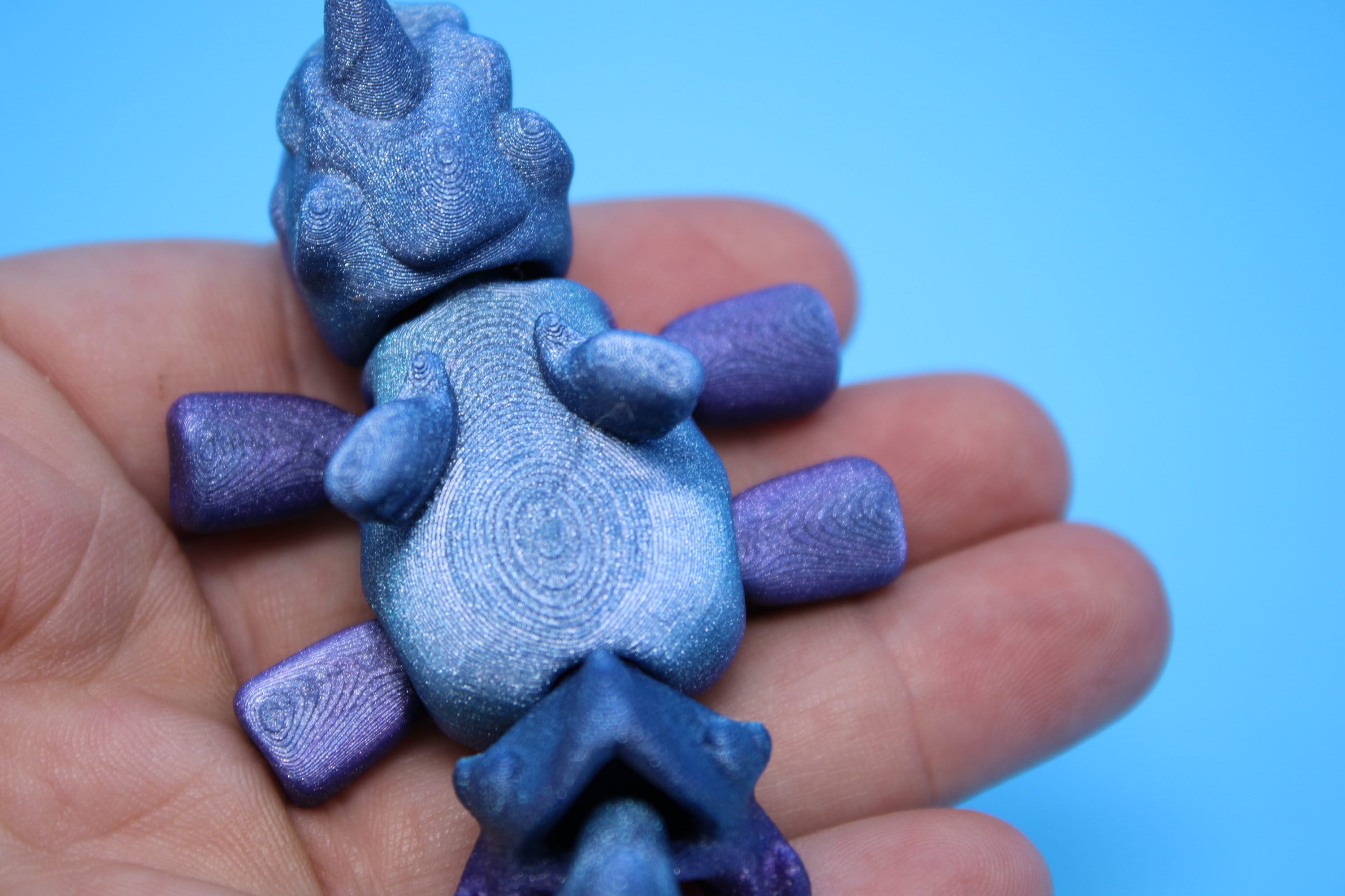 Unicorn with Wings- Blue & Purple | 3D Printed Miniature | Cute Unicorn | Sensory Toy | Fidget Toy.