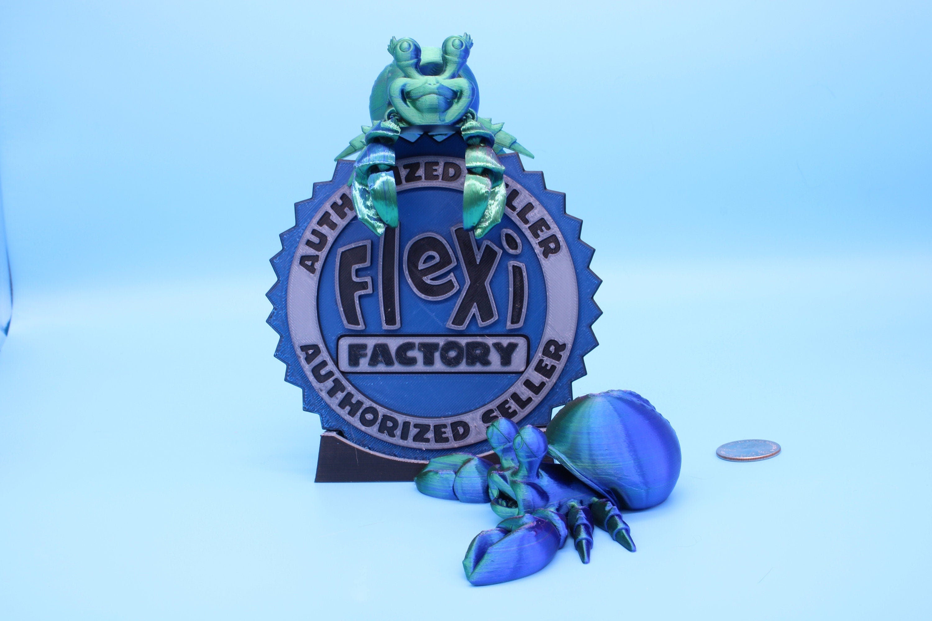 Articulating Multi Color Flexi Hermit Crab Mr. & Mrs. 3D Printed. Super cute, friendly crabs. Great fidget toy, buddy, Sensory toy for all.