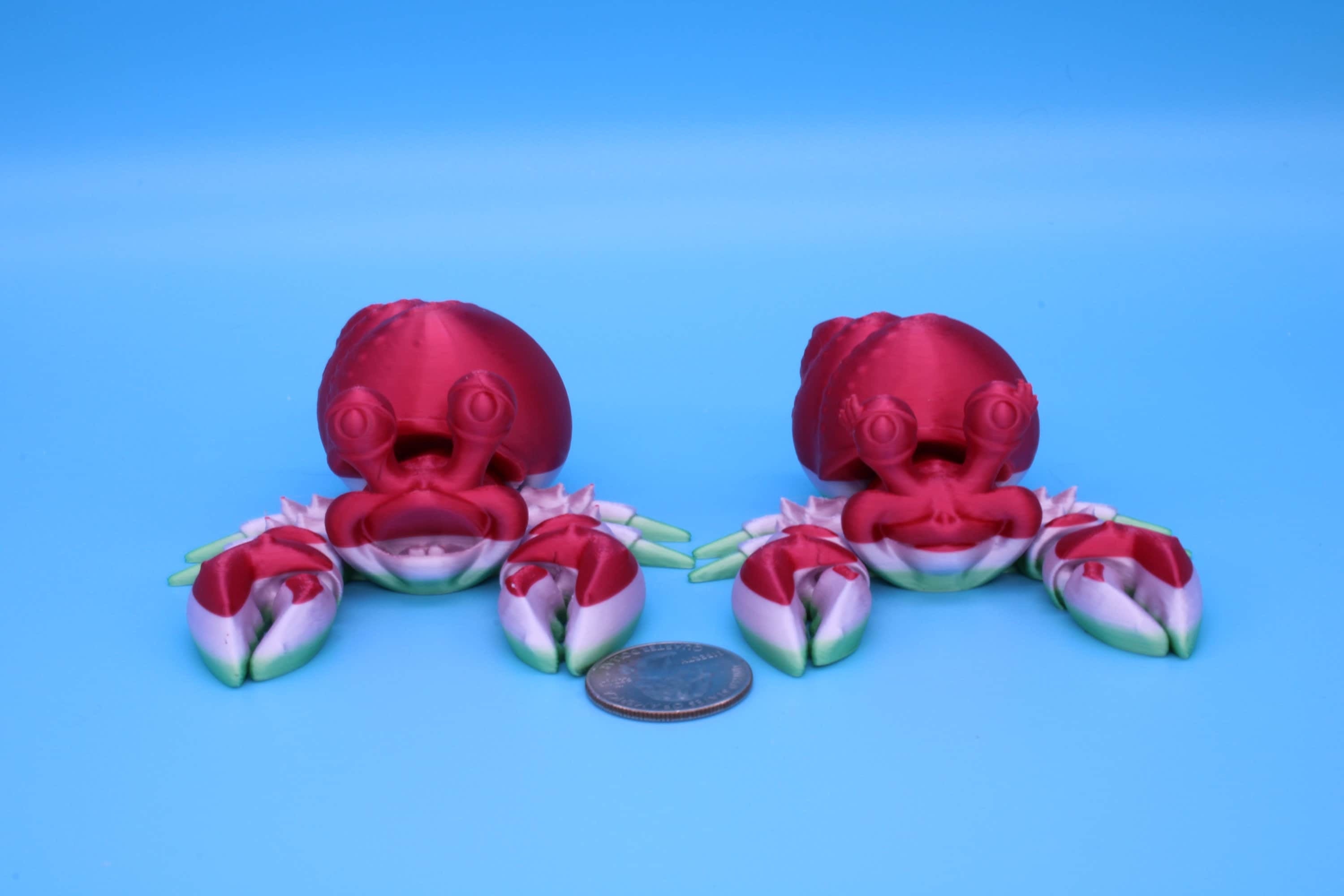 Articulating Multi Color Flexi Hermit Crab Mr. & Mrs. | 3D Printed. | Super cute, friendly crabs. | Great fidget toy, buddy, Sensory toy