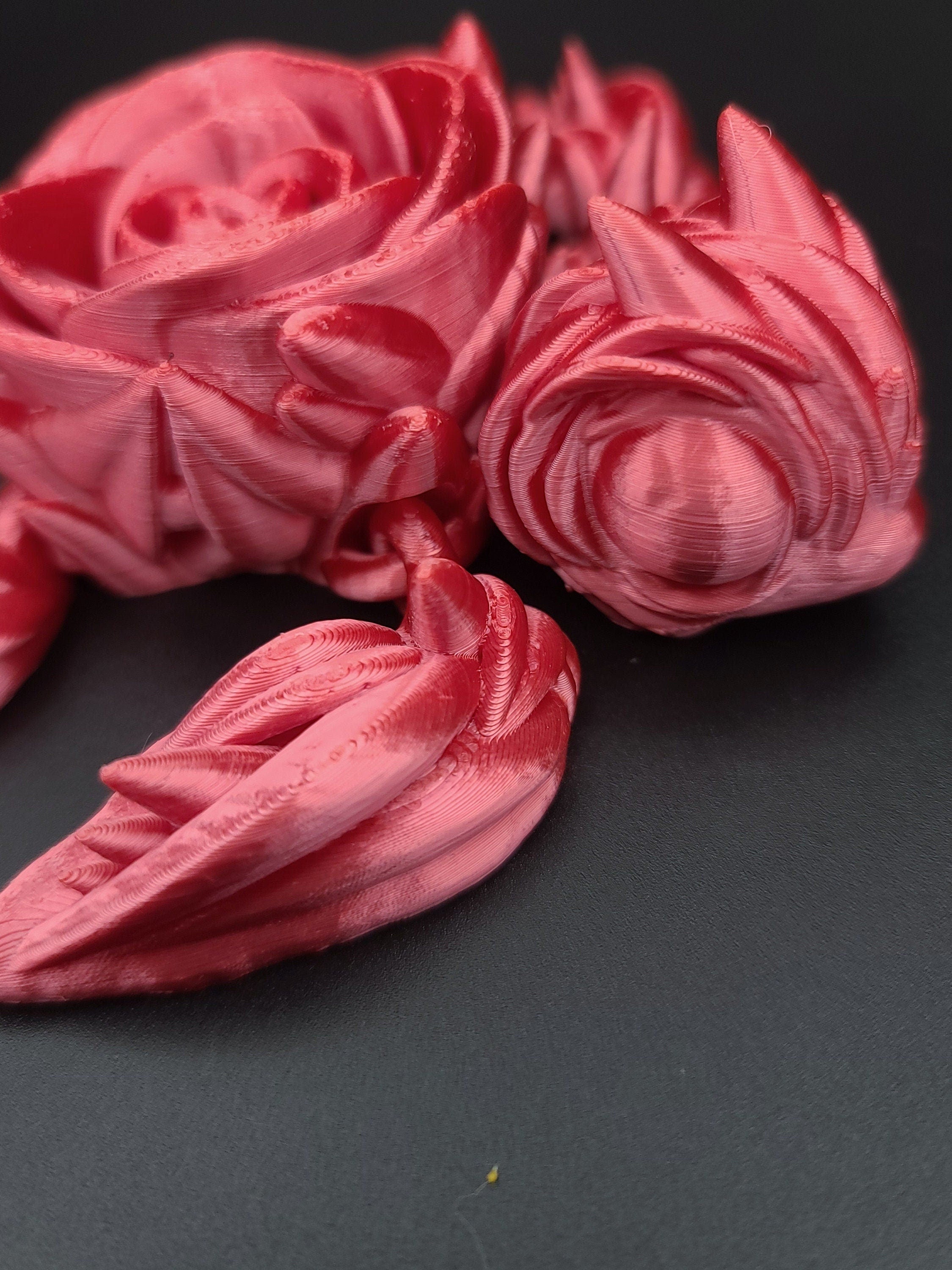 3D printed Silk Red Articulating Rose Turtle. Flexi, Fidget Roseurtle adult toy. 4.5 inch. Adorable Rose turtle buddy. Great gift!