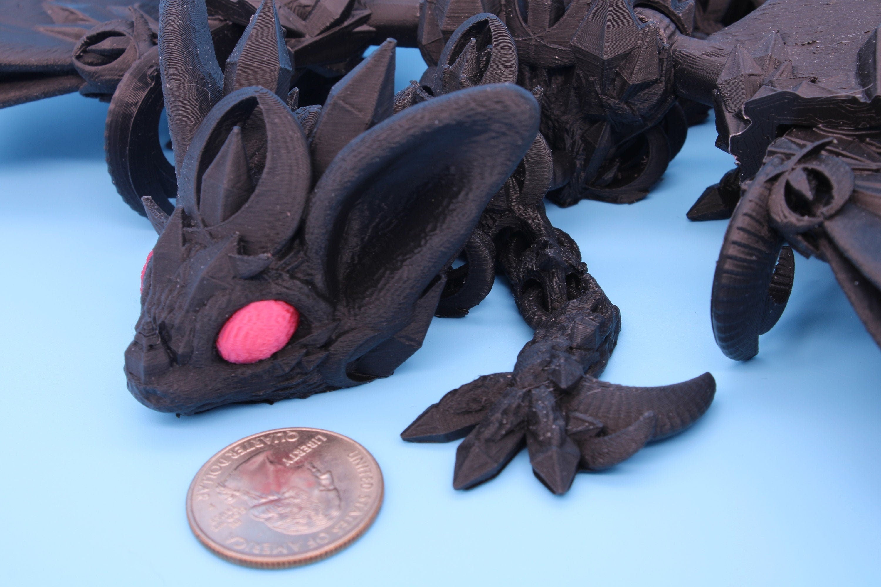 Bat Dragon | Night Wing | Articulating Dragon | 3D Printed Fidget | Flexi Toy | Adult Fidget Toy | Sensory Desk Toy | 12.5 in.